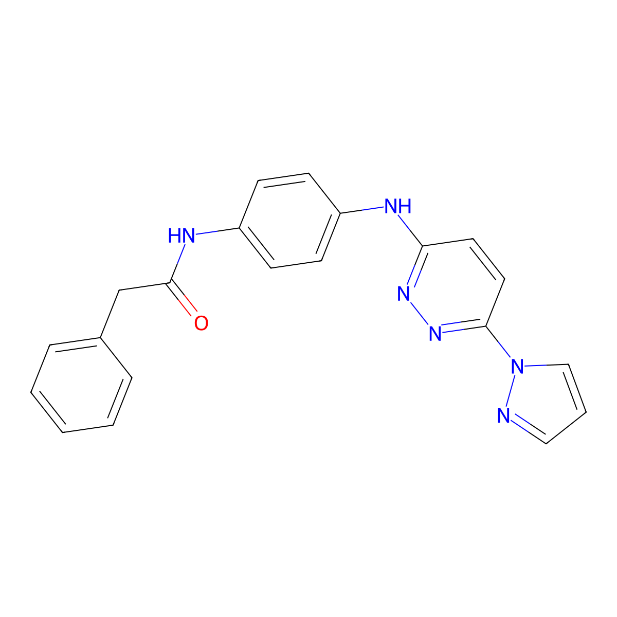 2-phenyl-N-(4-{[6-(1H-pyrazol-1-yl)pyridazin-3-yl]amino}phenyl)acetamide molecular structure, CAS 1019105-48-6