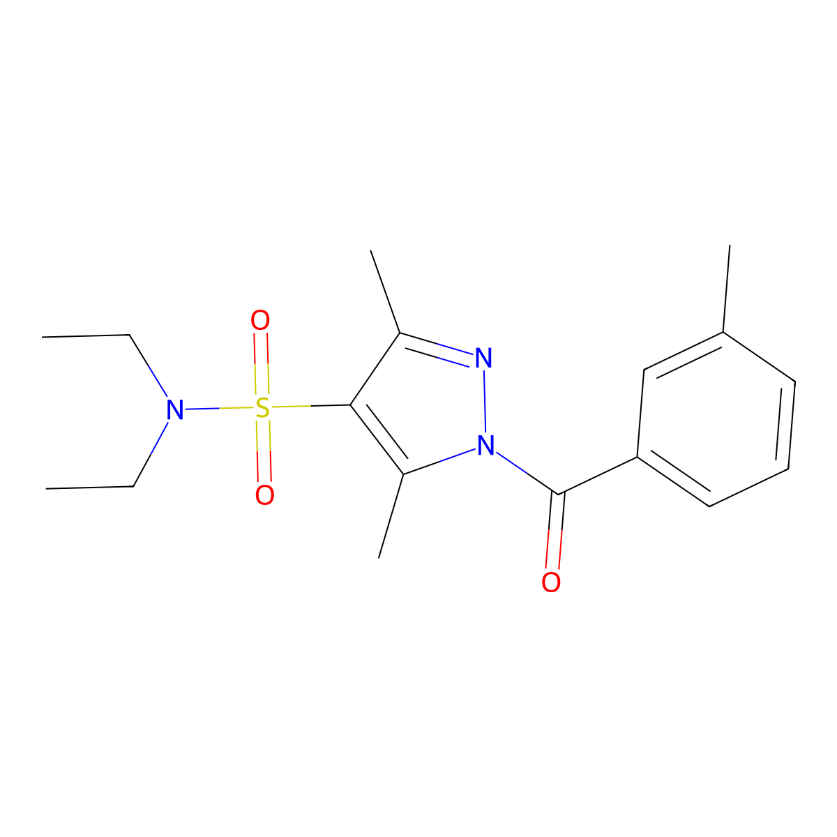 N,N-diethyl-3,5-dimethyl-1-(3-methylbenzoyl)-1H-pyrazole-4-sulfonamide molecular structure, CAS 1019105-53-3