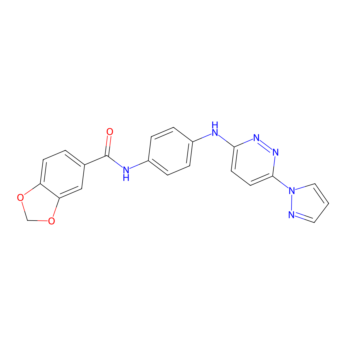 N-(4-{[6-(1H-pyrazol-1-yl)pyridazin-3-yl]amino}phenyl)-2H-1,3-benzodioxole-5-carboxamide molecular structure, CAS 1019105-56-6