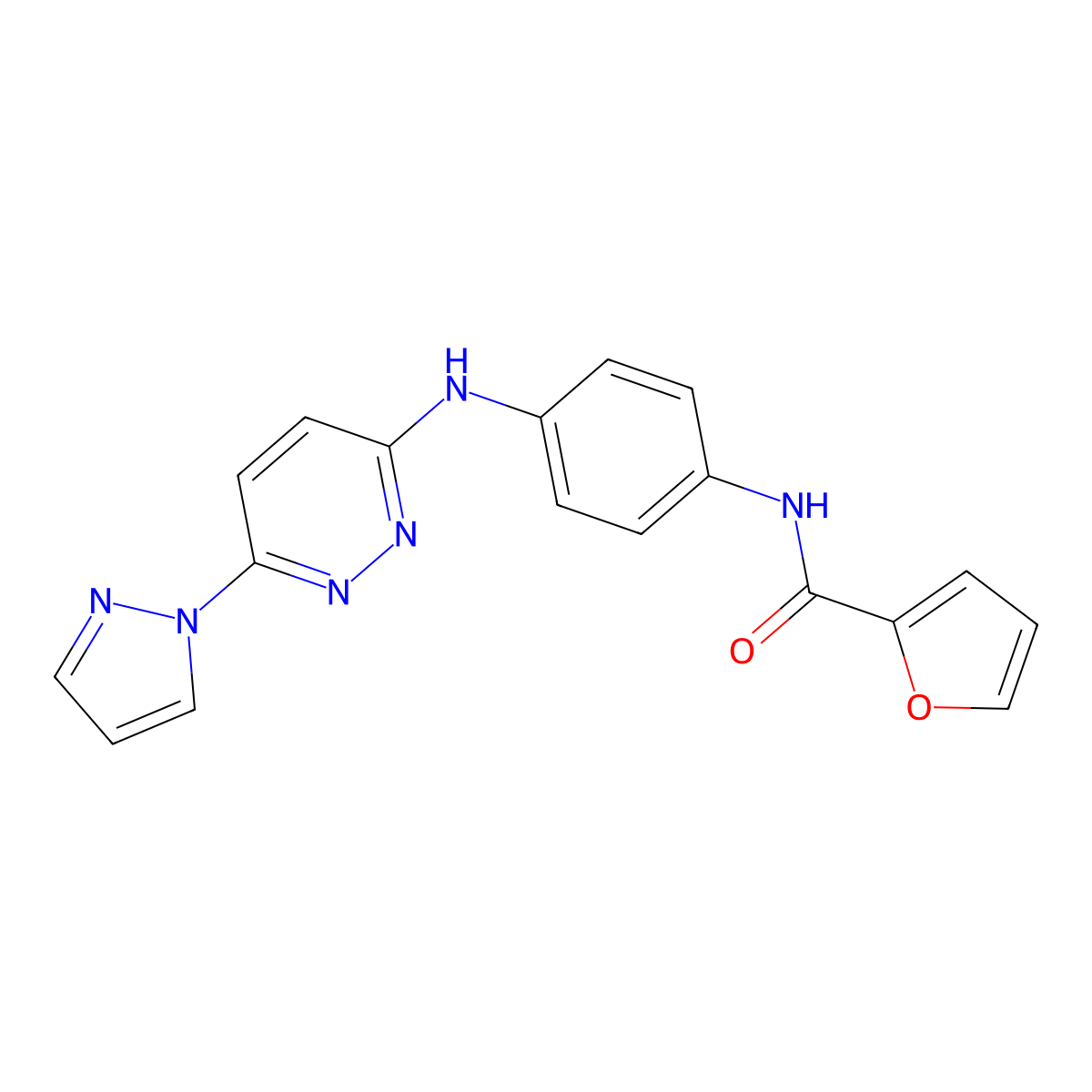 N-(4-{[6-(1H-pyrazol-1-yl)pyridazin-3-yl]amino}phenyl)furan-2-carboxamide molecular structure, CAS 1019105-58-8