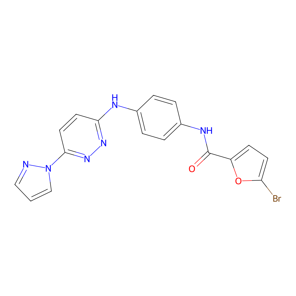 5-bromo-N-(4-{[6-(1H-pyrazol-1-yl)pyridazin-3-yl]amino}phenyl)furan-2-carboxamide molecular structure, CAS 1019105-60-2