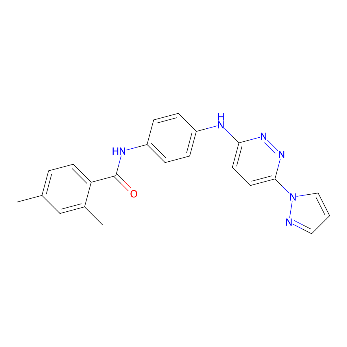 2,4-dimethyl-N-(4-{[6-(1H-pyrazol-1-yl)pyridazin-3-yl]amino}phenyl)benzamide molecular structure, CAS 1019105-62-4