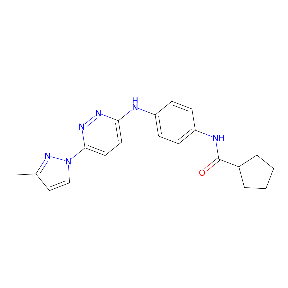N-(4-{[6-(3-methyl-1H-pyrazol-1-yl)pyridazin-3-yl]amino}phenyl)cyclopentanecarboxamide molecular structure, CAS 1019105-71-5