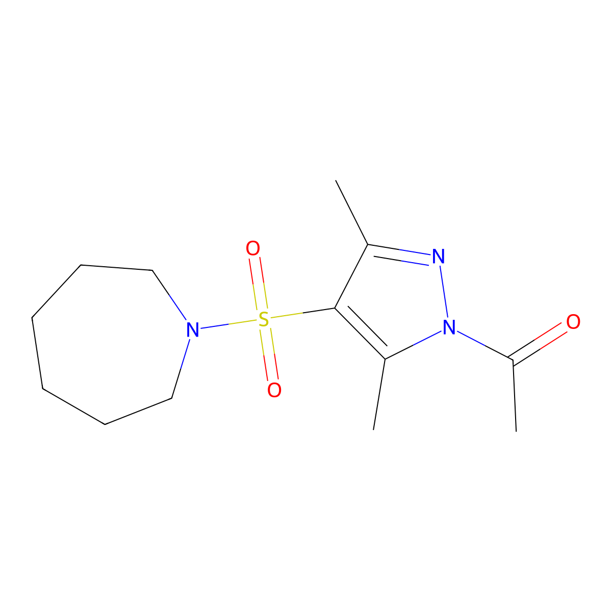 1-(4-(azepan-1-ylsulfonyl)-3,5-dimethyl-1H-pyrazol-1-yl)ethanone molecular structure, CAS 1019105-73-7