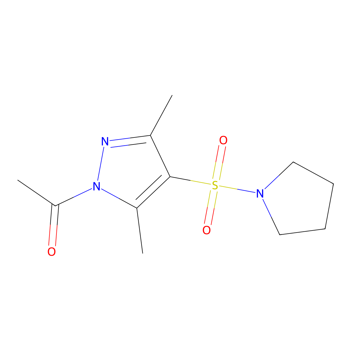 1-Acetyl-3,5-dimethyl-4-(pyrrolidinylsulfonyl)pyrazole molecular structure, CAS 1019105-76-0