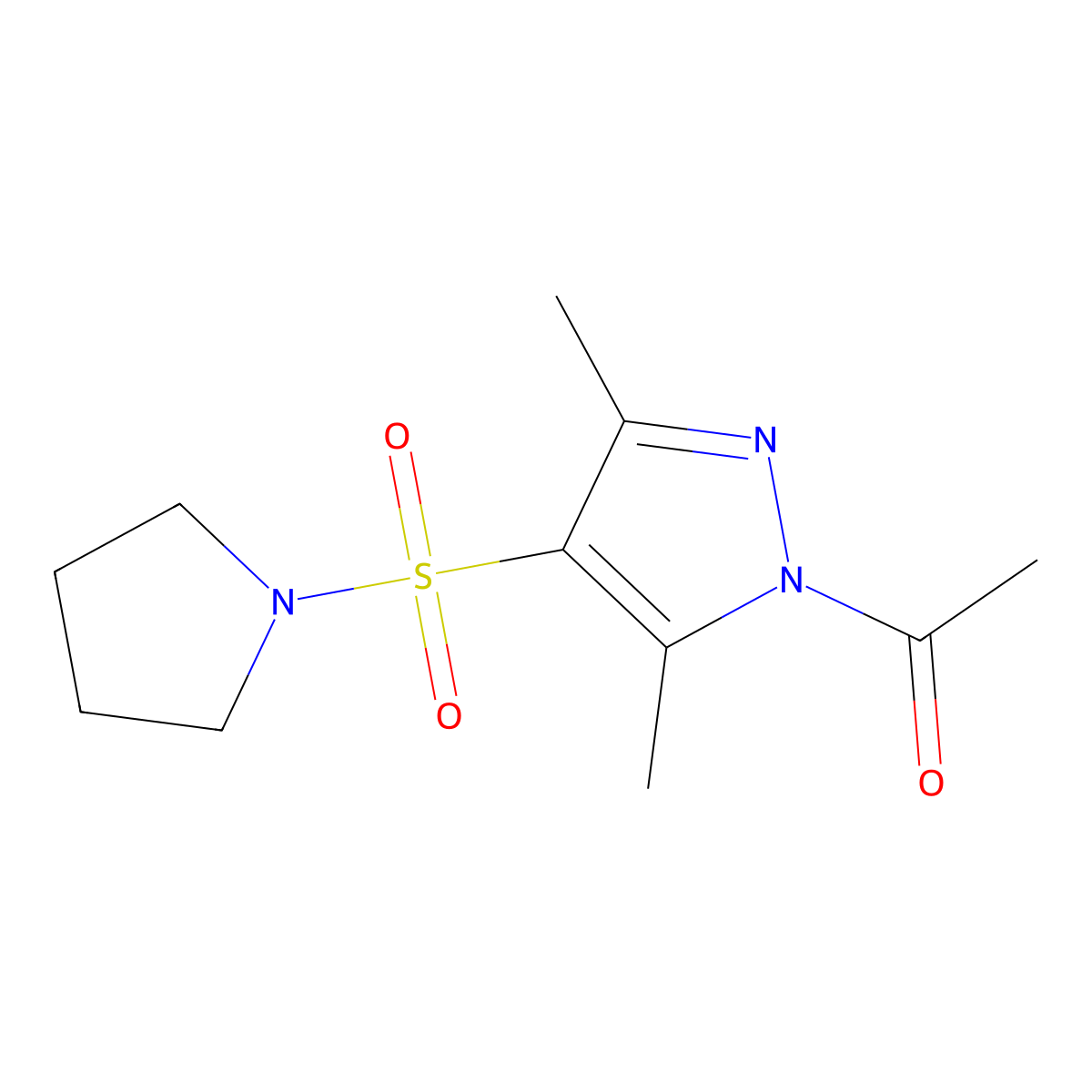 1-Acetyl-3,5-dimethyl-4-(pyrrolidinylsulfonyl)pyrazole molecular structure, CAS 1019105-76-0