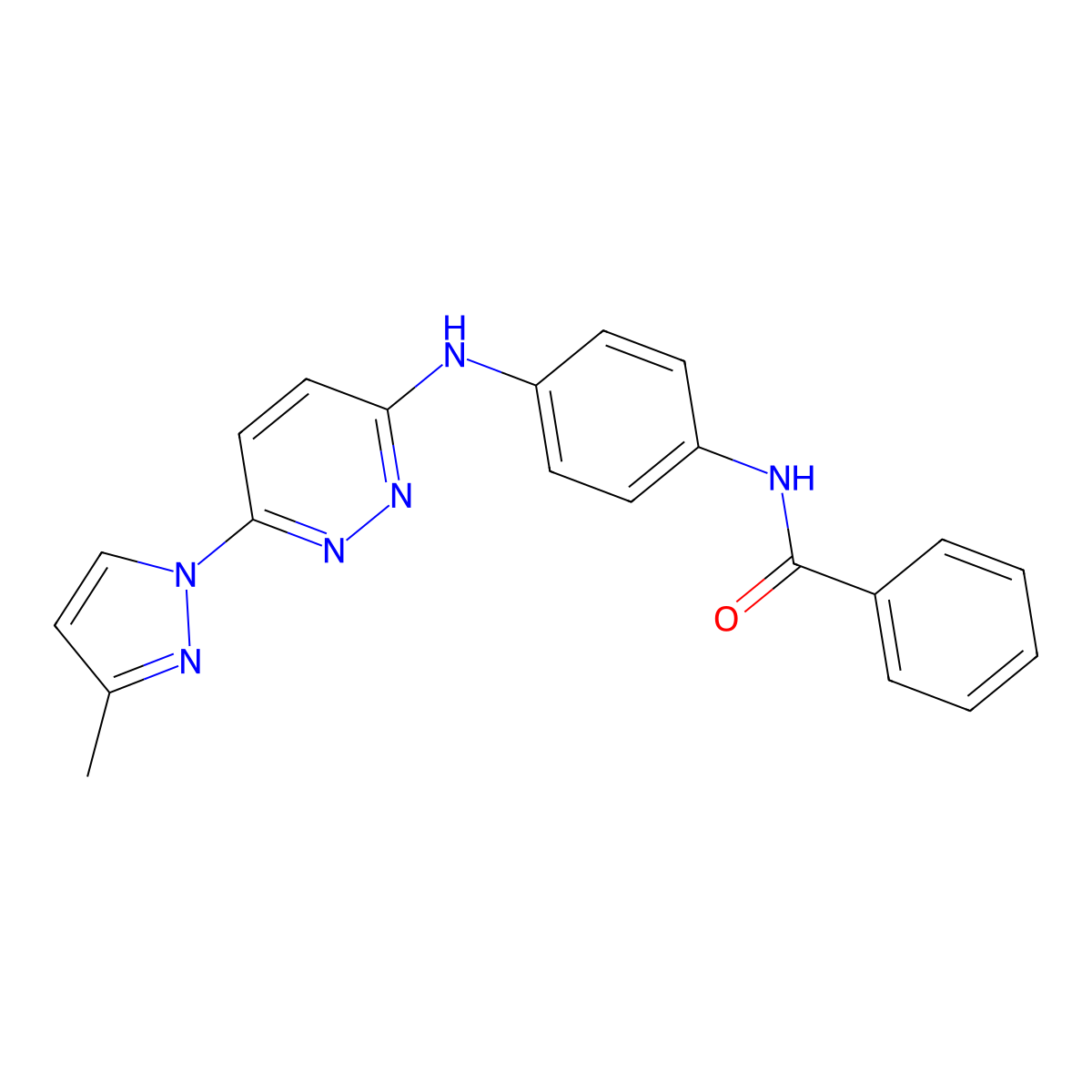 N-(4-((6-(3-methyl-1H-pyrazol-1-yl)pyridazin-3-yl)amino)phenyl)benzamide molecular structure, CAS 1019105-79-3