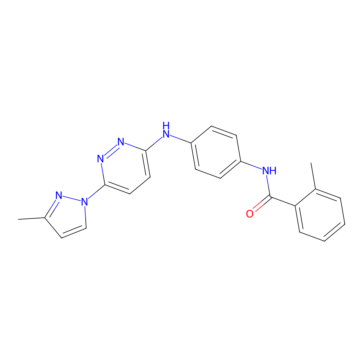 2-methyl-N-(4-{[6-(3-methyl-1H-pyrazol-1-yl)pyridazin-3-yl]amino}phenyl)benzamide molecular structure, CAS 1019105-81-7