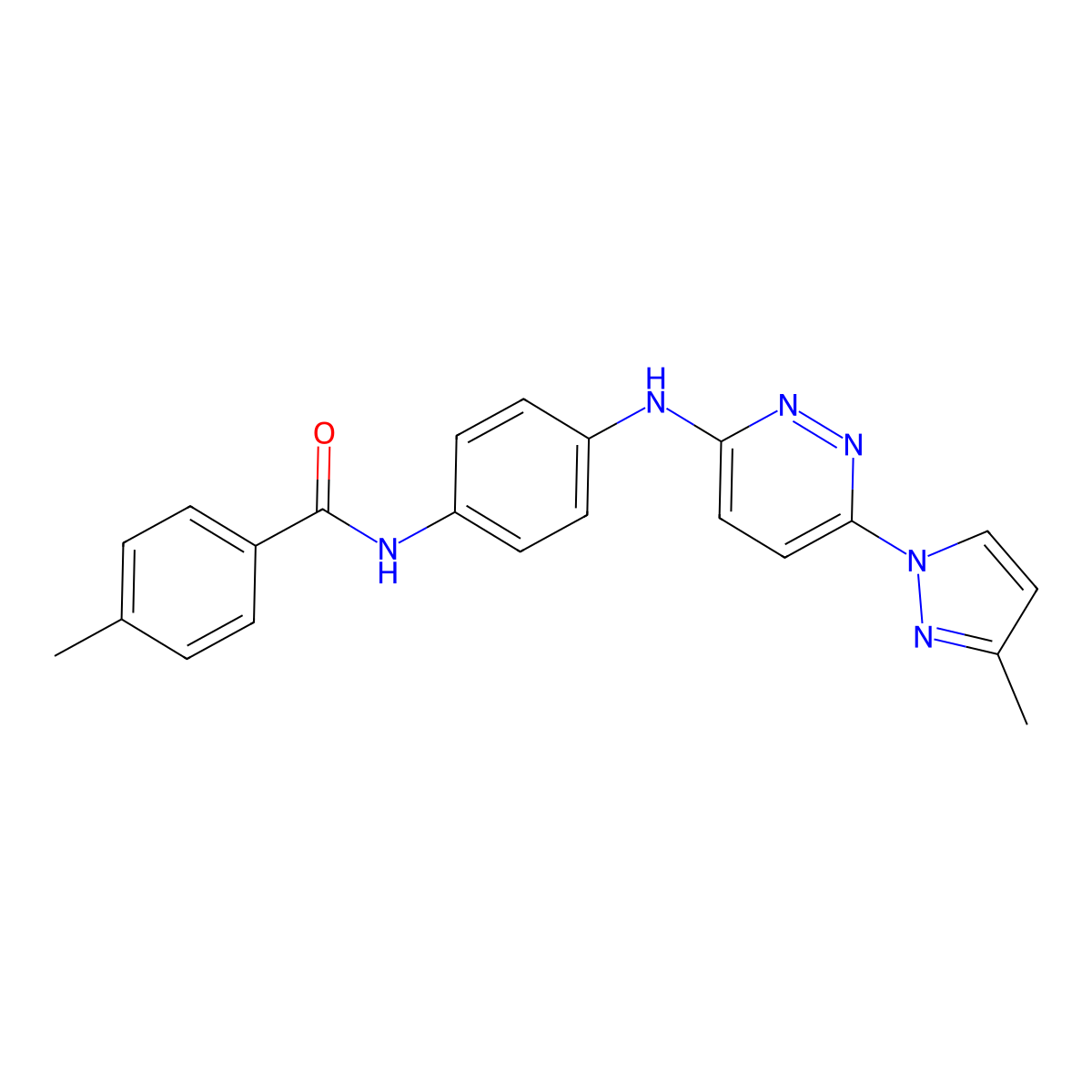 4-methyl-N-(4-{[6-(3-methyl-1H-pyrazol-1-yl)pyridazin-3-yl]amino}phenyl)benzamide molecular structure, CAS 1019105-83-9