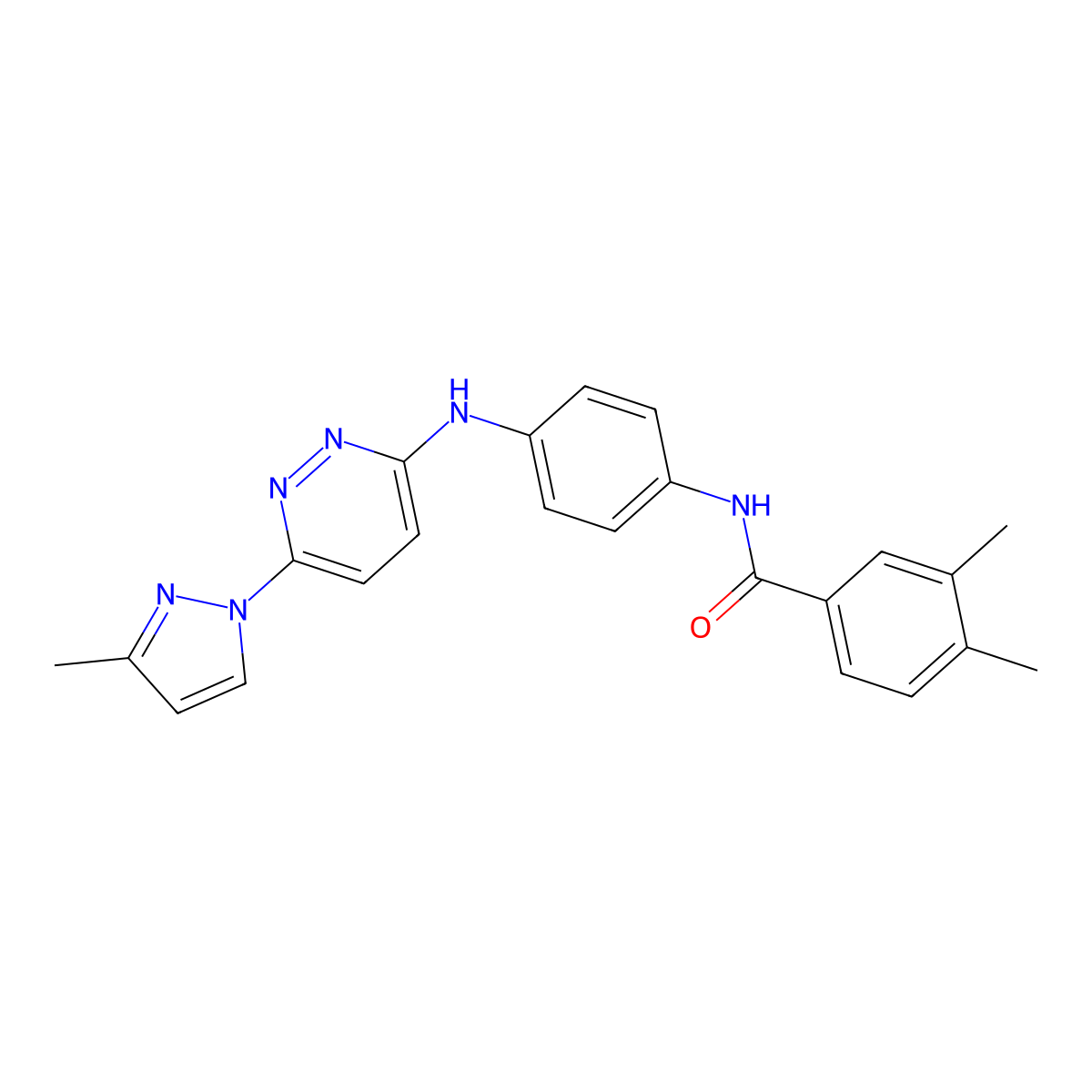 3,4-dimethyl-N-(4-{[6-(3-methyl-1H-pyrazol-1-yl)pyridazin-3-yl]amino}phenyl)benzamide molecular structure, CAS 1019105-86-2