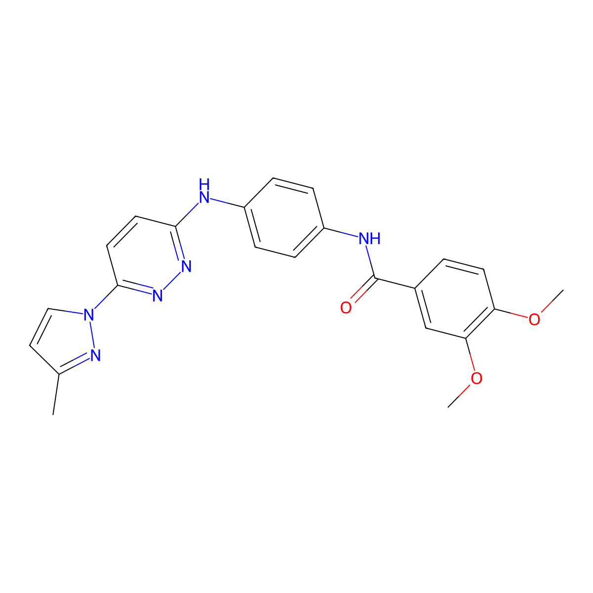 3,4-dimethoxy-N-(4-{[6-(3-methyl-1H-pyrazol-1-yl)pyridazin-3-yl]amino}phenyl)benzamide molecular structure, CAS 1019105-96-4
