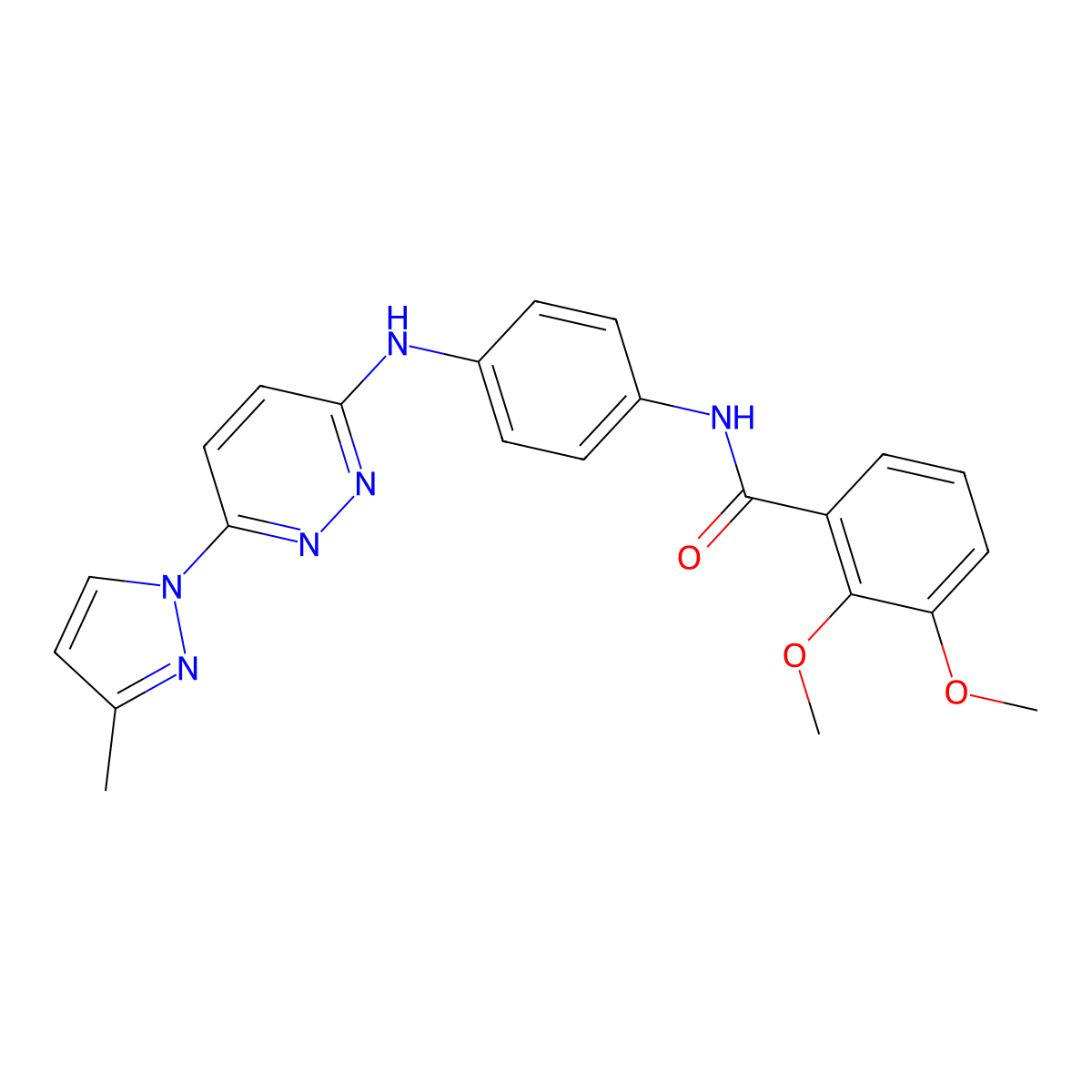2,3-dimethoxy-N-(4-((6-(3-methyl-1H-pyrazol-1-yl)pyridazin-3-yl)amino)phenyl)benzamide molecular structure, CAS 1019105-98-6