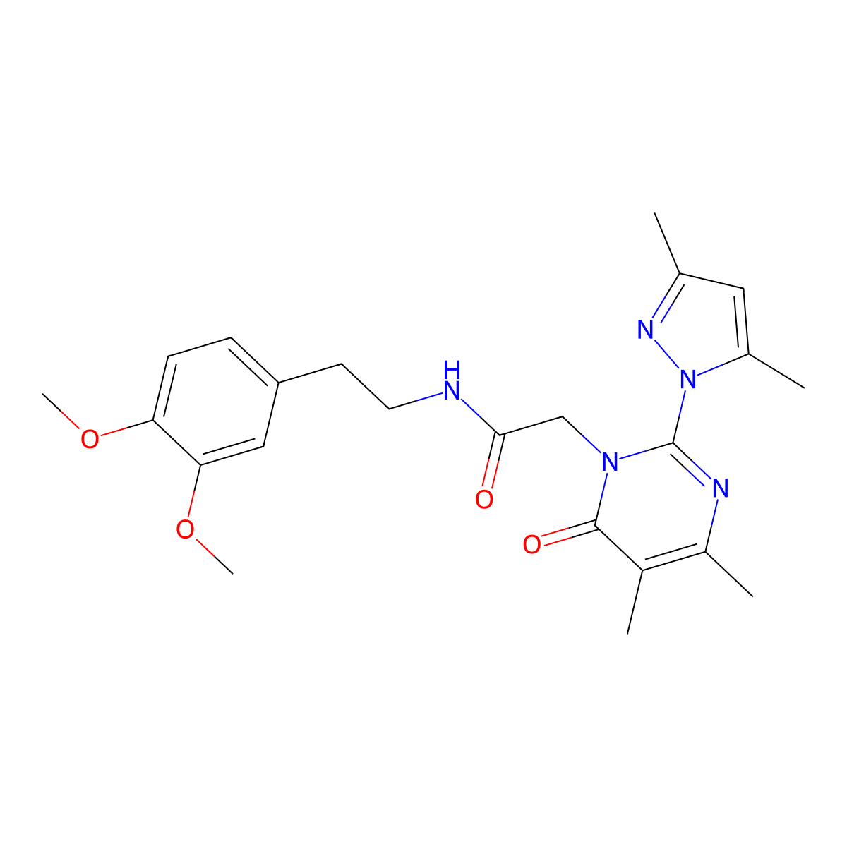 N-(3,4-dimethoxyphenethyl)-2-(2-(3,5-dimethyl-1H-pyrazol-1-yl)-4,5-dimethyl-6-oxopyrimidin-1(6H)-yl)acetamide molecular structure, CAS 1019106-00-3