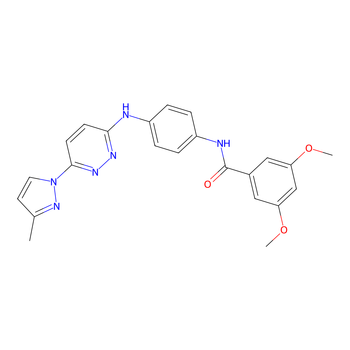 3,5-dimethoxy-N-(4-{[6-(3-methyl-1H-pyrazol-1-yl)pyridazin-3-yl]amino}phenyl)benzamide molecular structure, CAS 1019106-01-4