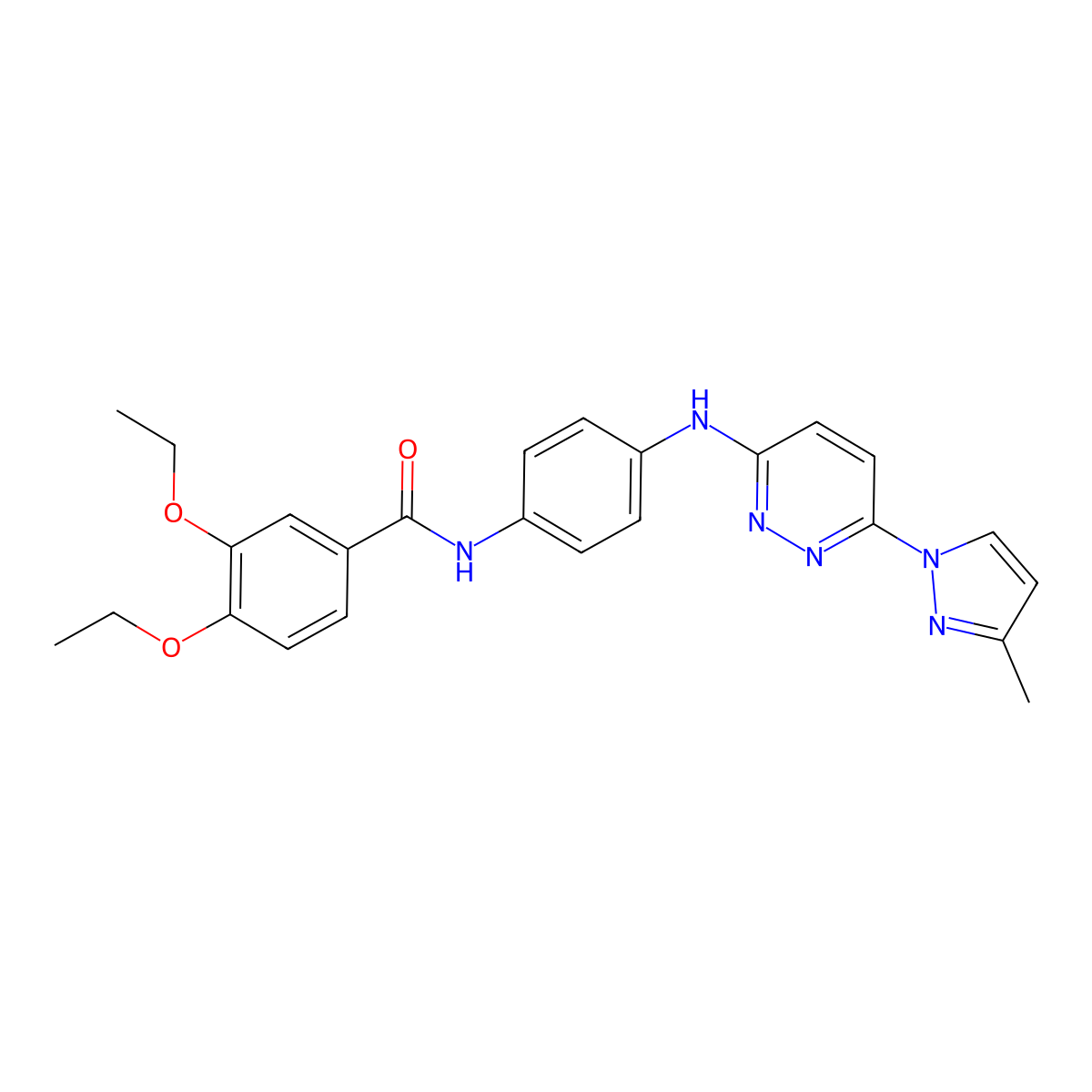 3,4-diethoxy-N-(4-{[6-(3-methyl-1H-pyrazol-1-yl)pyridazin-3-yl]amino}phenyl)benzamide molecular structure, CAS 1019106-02-5