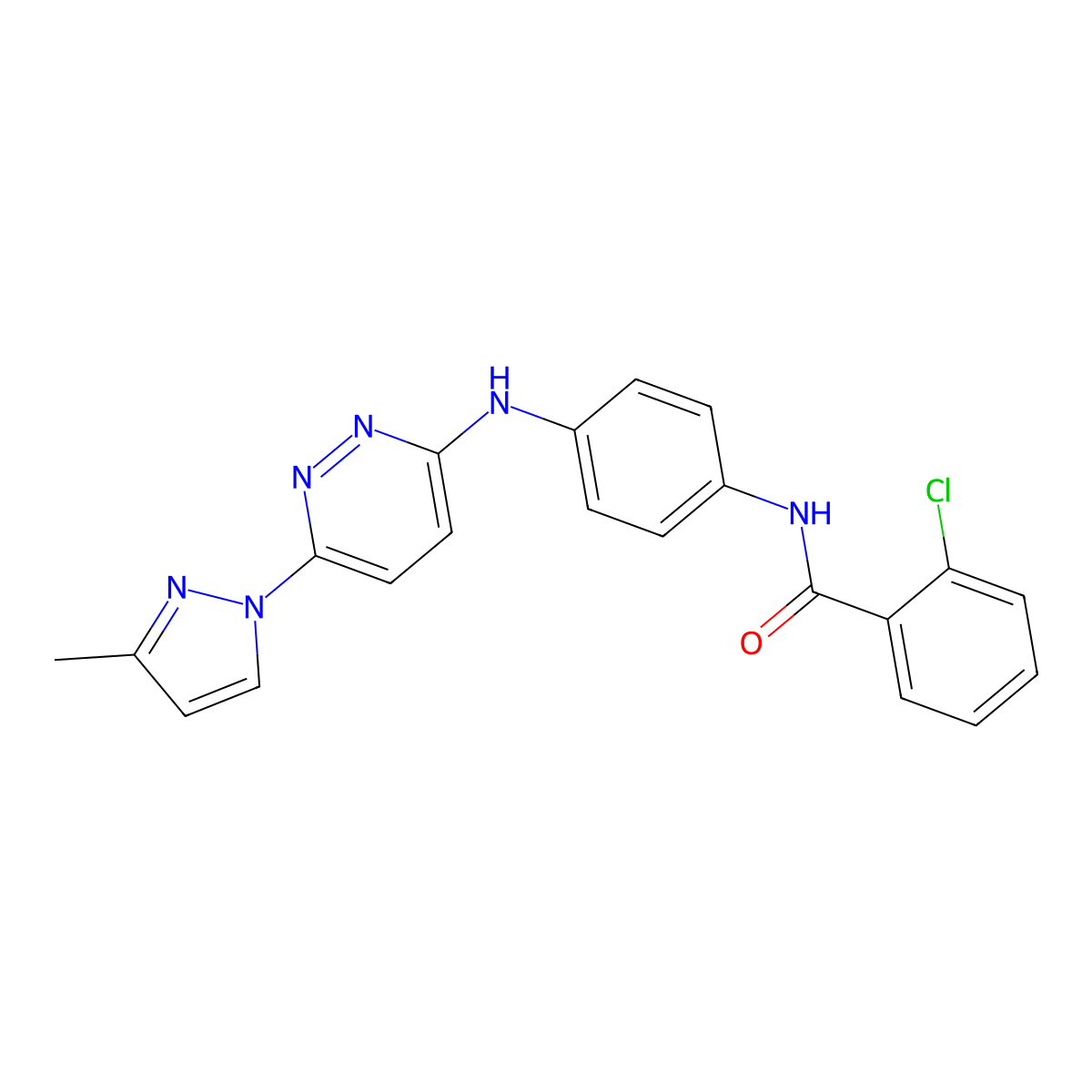 2-chloro-N-(4-{[6-(3-methyl-1H-pyrazol-1-yl)pyridazin-3-yl]amino}phenyl)benzamide molecular structure, CAS 1019106-06-9