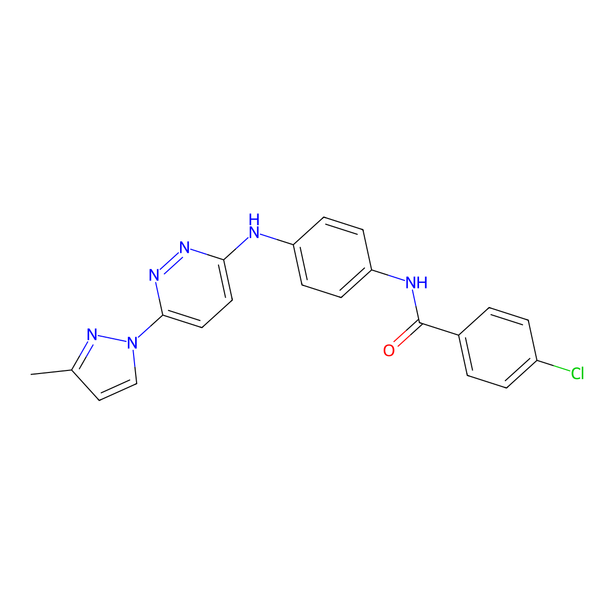 4-chloro-N-(4-{[6-(3-methyl-1H-pyrazol-1-yl)pyridazin-3-yl]amino}phenyl)benzamide molecular structure, CAS 1019106-09-2