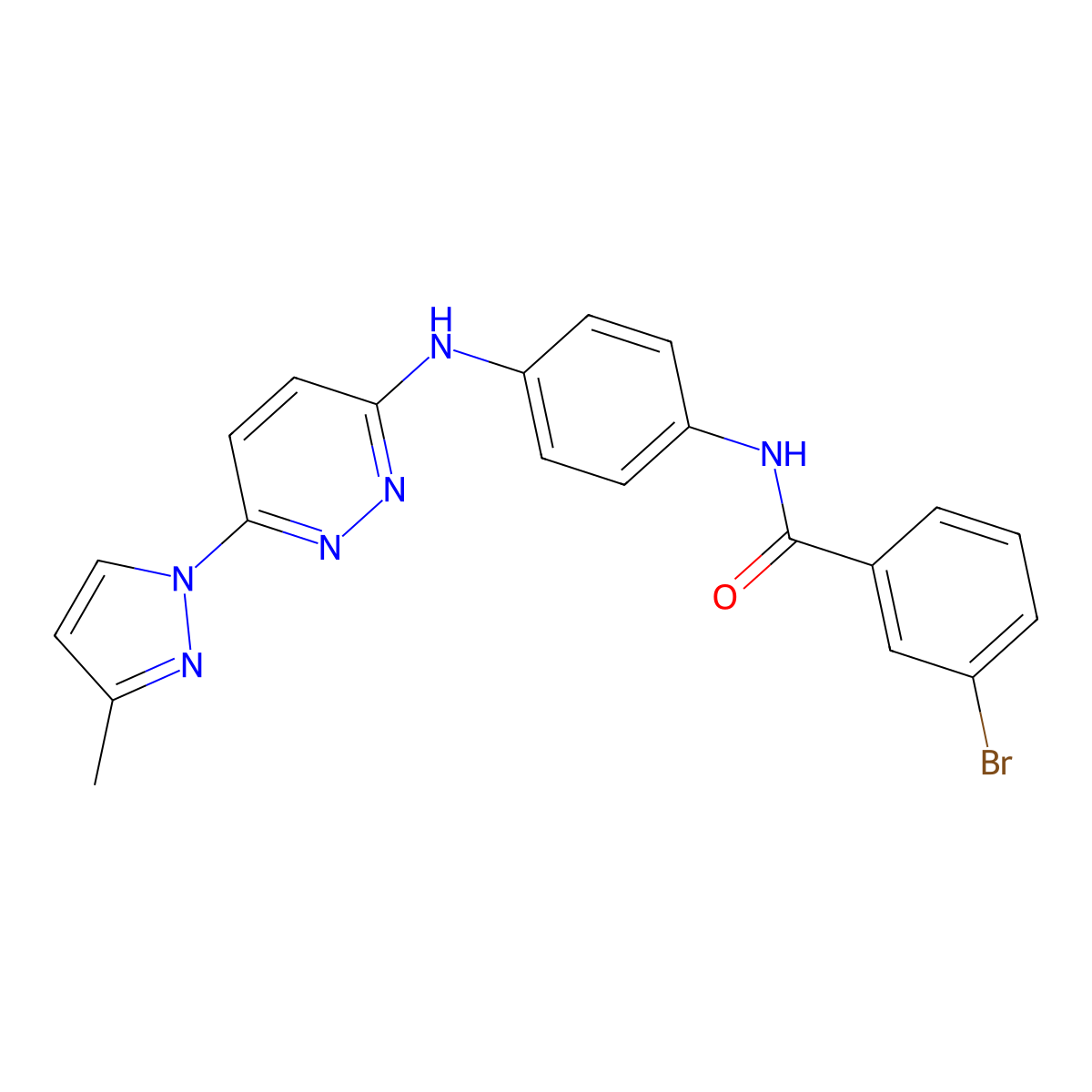 3-bromo-N-(4-{[6-(3-methyl-1H-pyrazol-1-yl)pyridazin-3-yl]amino}phenyl)benzamide molecular structure, CAS 1019106-11-6
