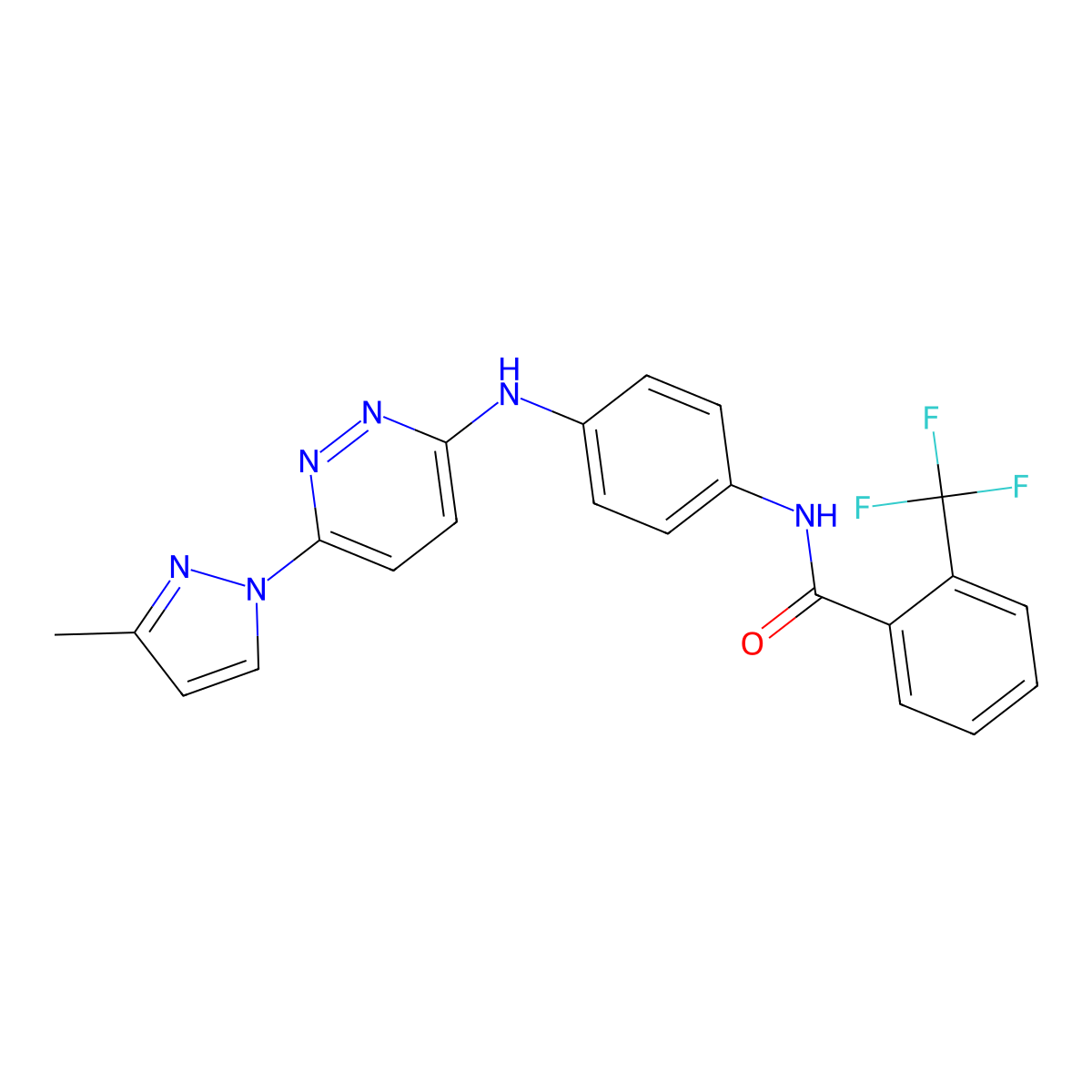N-(4-{[6-(3-methyl-1H-pyrazol-1-yl)pyridazin-3-yl]amino}phenyl)-2-(trifluoromethyl)benzamide molecular structure, CAS 1019106-15-0