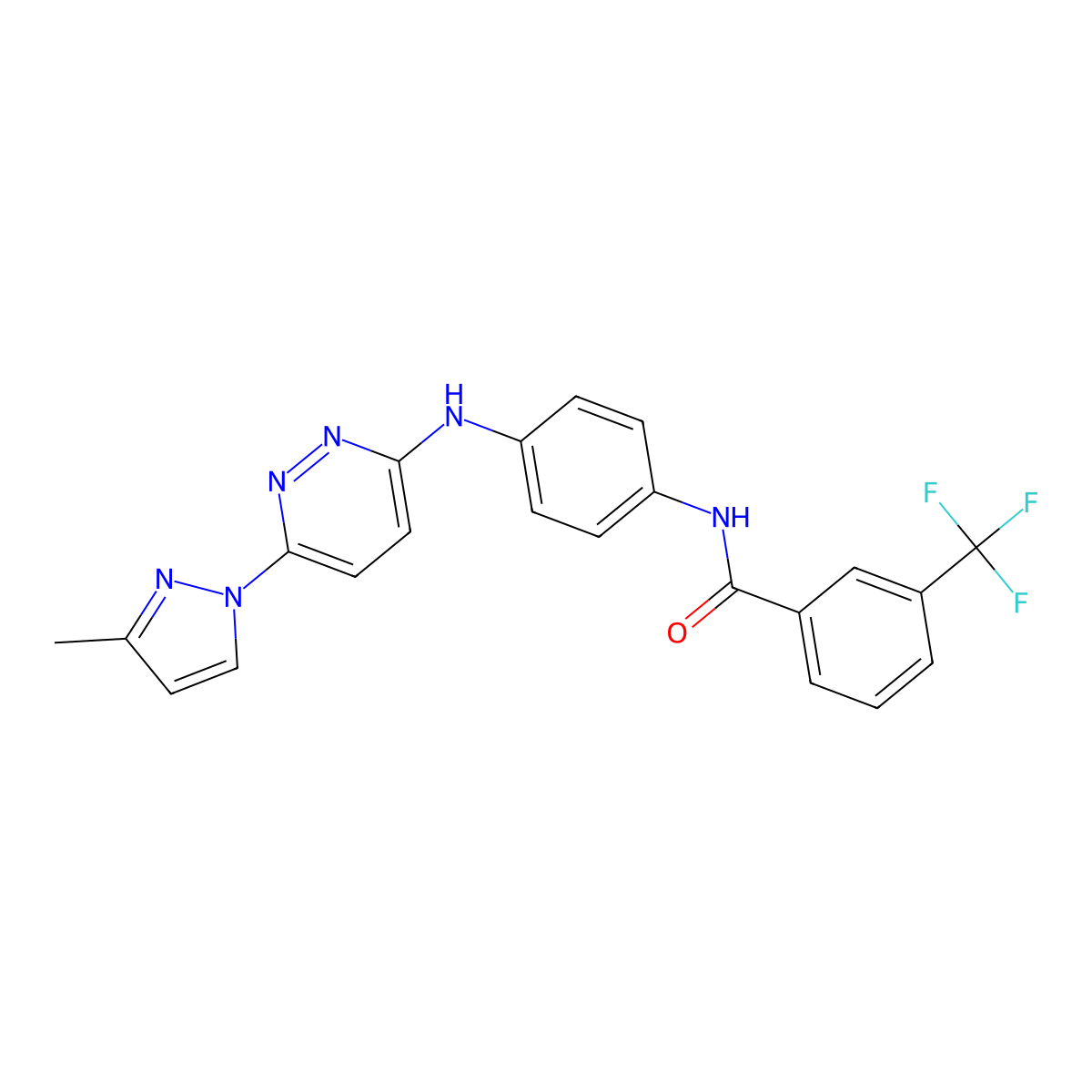 N-(4-{[6-(3-methyl-1H-pyrazol-1-yl)pyridazin-3-yl]amino}phenyl)-3-(trifluoromethyl)benzamide molecular structure, CAS 1019106-16-1
