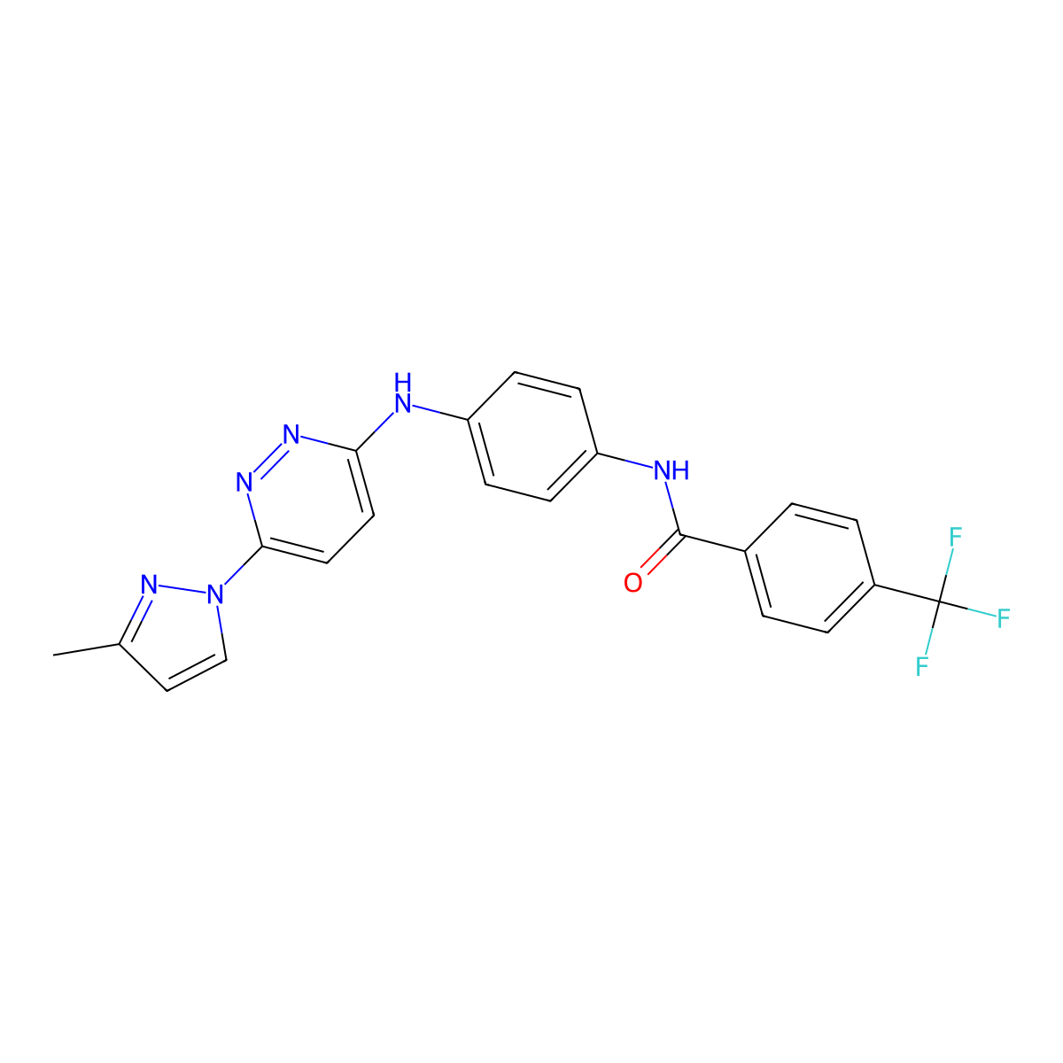 N-(4-{[6-(3-methyl-1H-pyrazol-1-yl)pyridazin-3-yl]amino}phenyl)-4-(trifluoromethyl)benzamide molecular structure, CAS 1019106-17-2