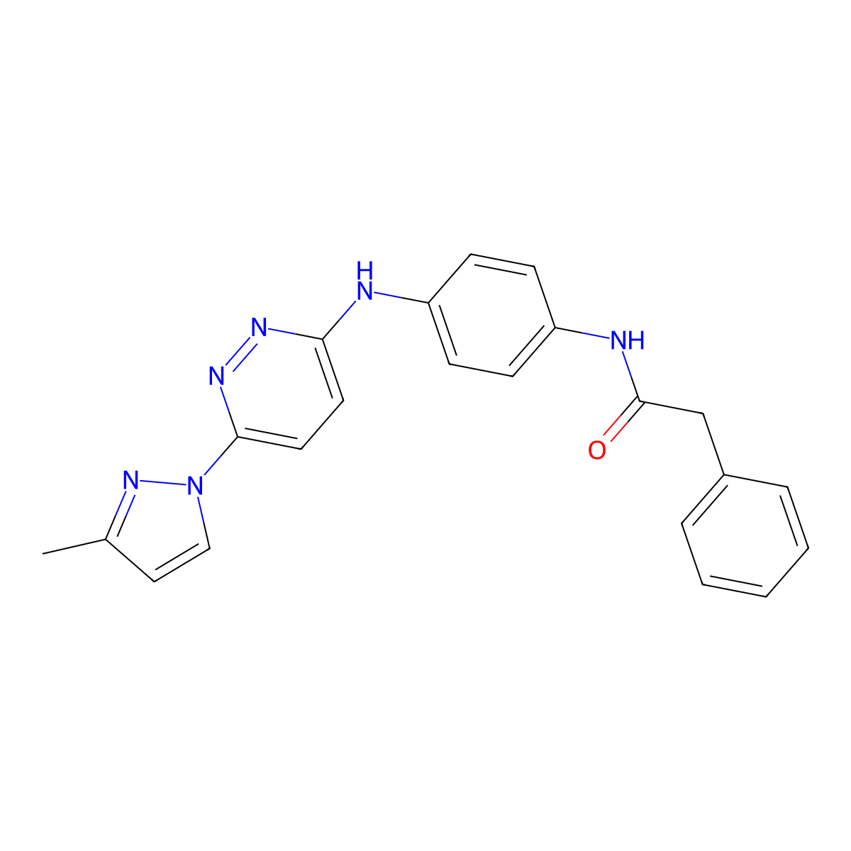 N-(4-{[6-(3-methyl-1H-pyrazol-1-yl)pyridazin-3-yl]amino}phenyl)-2-phenylacetamide molecular structure, CAS 1019106-18-3