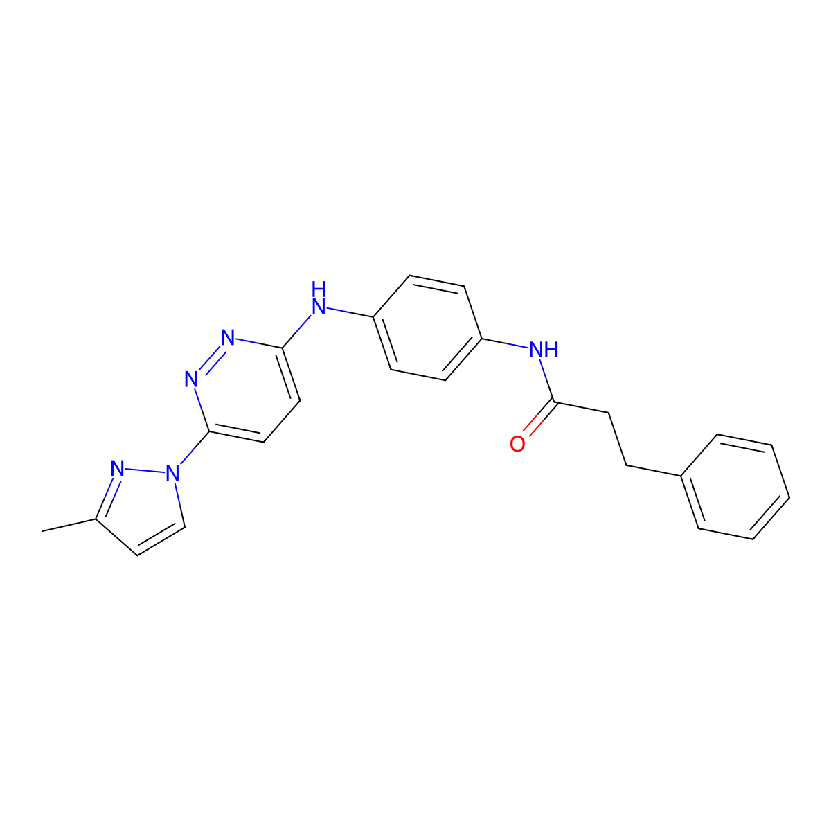 N-(4-{[6-(3-methyl-1H-pyrazol-1-yl)pyridazin-3-yl]amino}phenyl)-3-phenylpropanamide molecular structure, CAS 1019106-20-7