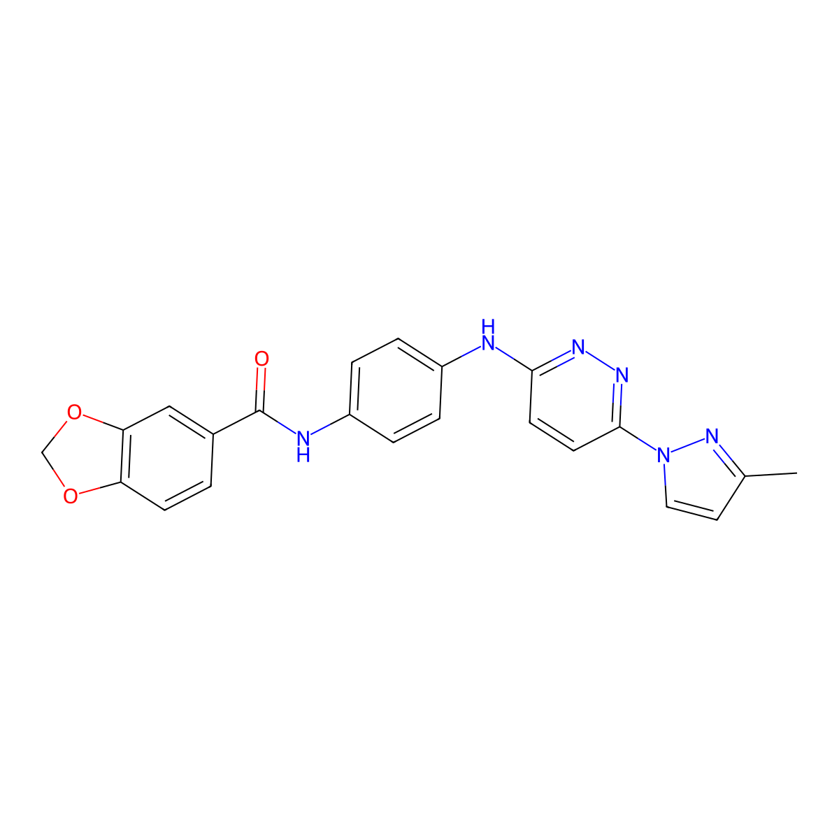 N-(4-{[6-(3-methyl-1H-pyrazol-1-yl)pyridazin-3-yl]amino}phenyl)-2H-1,3-benzodioxole-5-carboxamide molecular structure, CAS 1019106-24-1