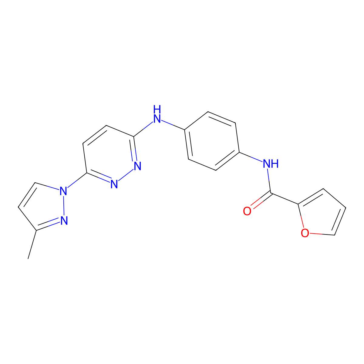 N-(4-{[6-(3-methyl-1H-pyrazol-1-yl)pyridazin-3-yl]amino}phenyl)furan-2-carboxamide molecular structure, CAS 1019106-26-3