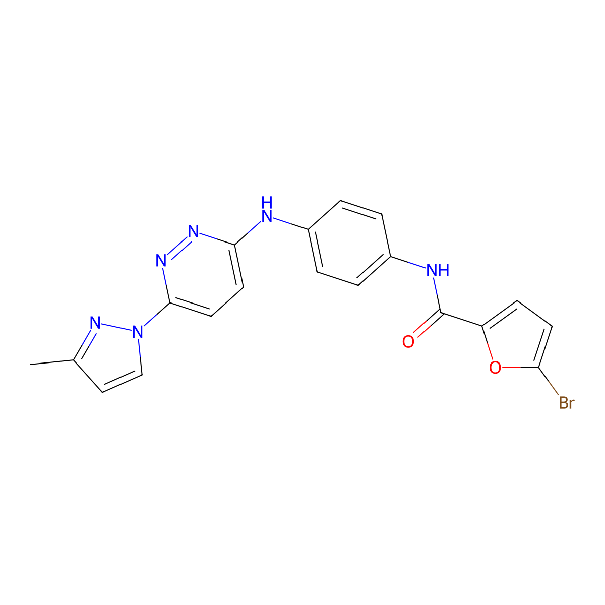 5-bromo-N-(4-{[6-(3-methyl-1H-pyrazol-1-yl)pyridazin-3-yl]amino}phenyl)furan-2-carboxamide molecular structure, CAS 1019106-29-6