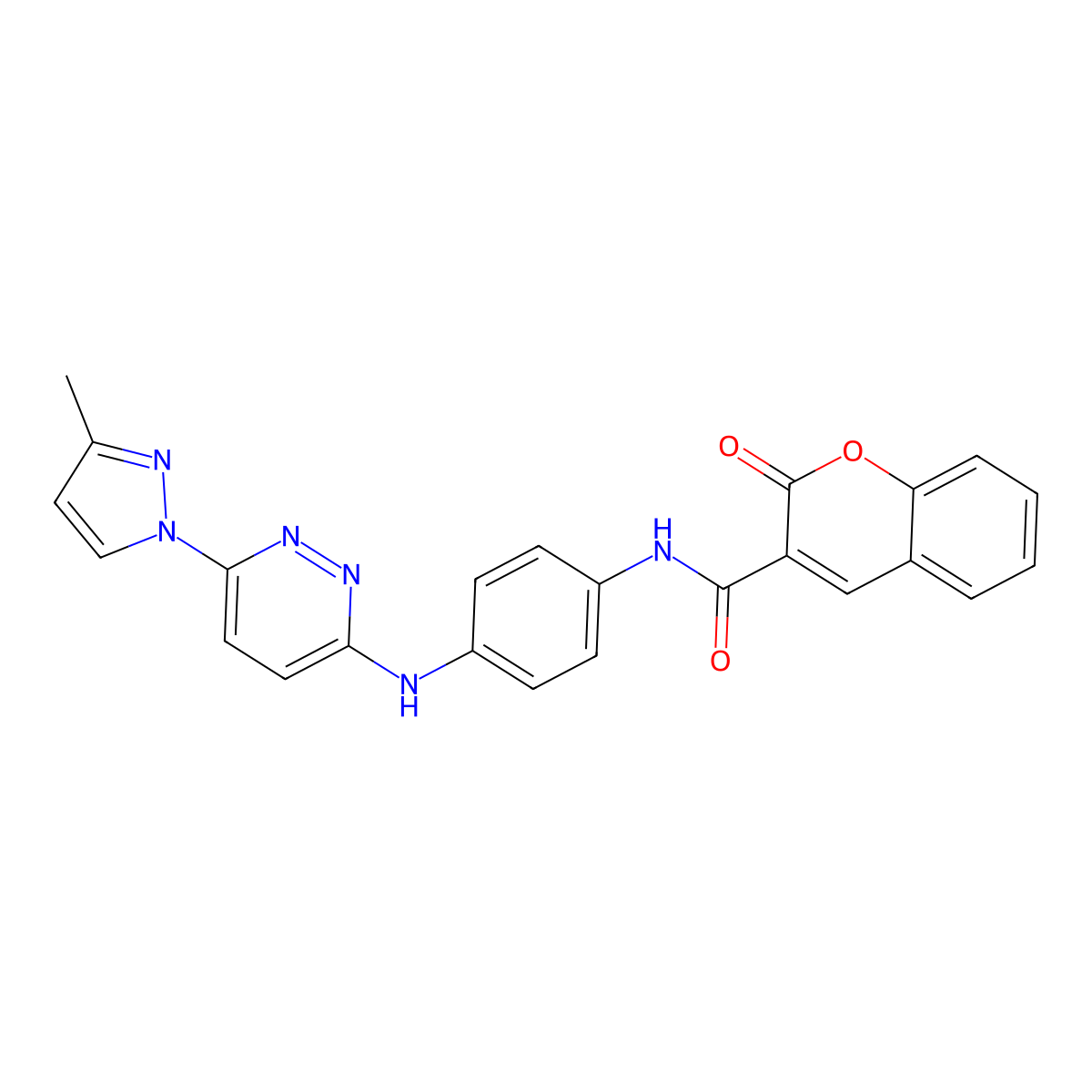 N-(4-{[6-(3-methyl-1H-pyrazol-1-yl)pyridazin-3-yl]amino}phenyl)-2-oxo-2H-chromene-3-carboxamide molecular structure, CAS 1019106-34-3