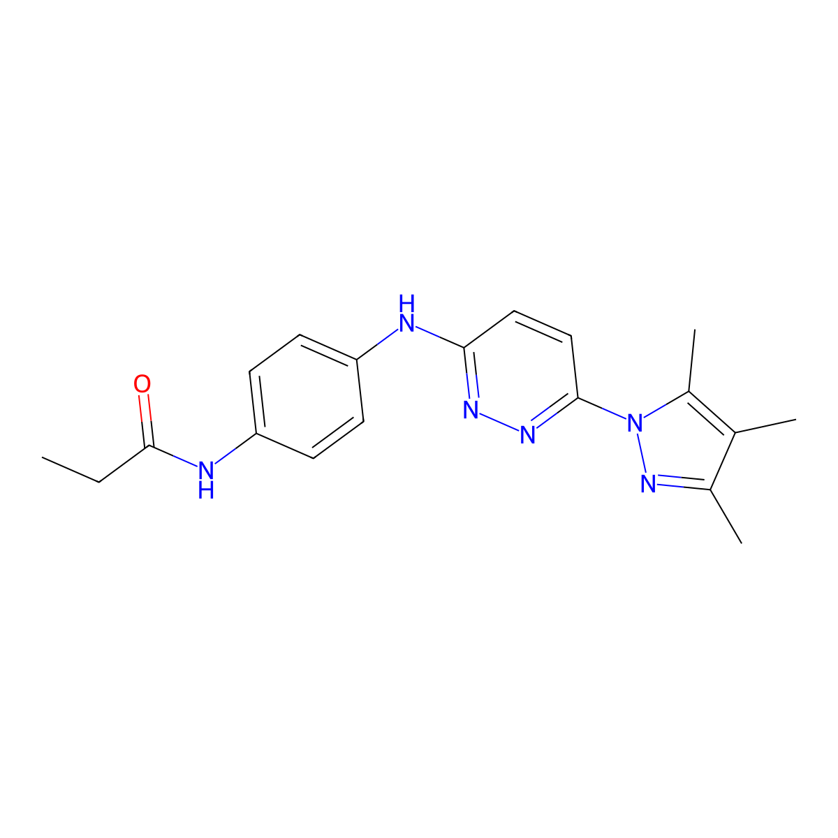 N-(4-{[6-(3,4,5-trimethyl-1H-pyrazol-1-yl)pyridazin-3-yl]amino}phenyl)propanamide molecular structure, CAS 1019106-36-5