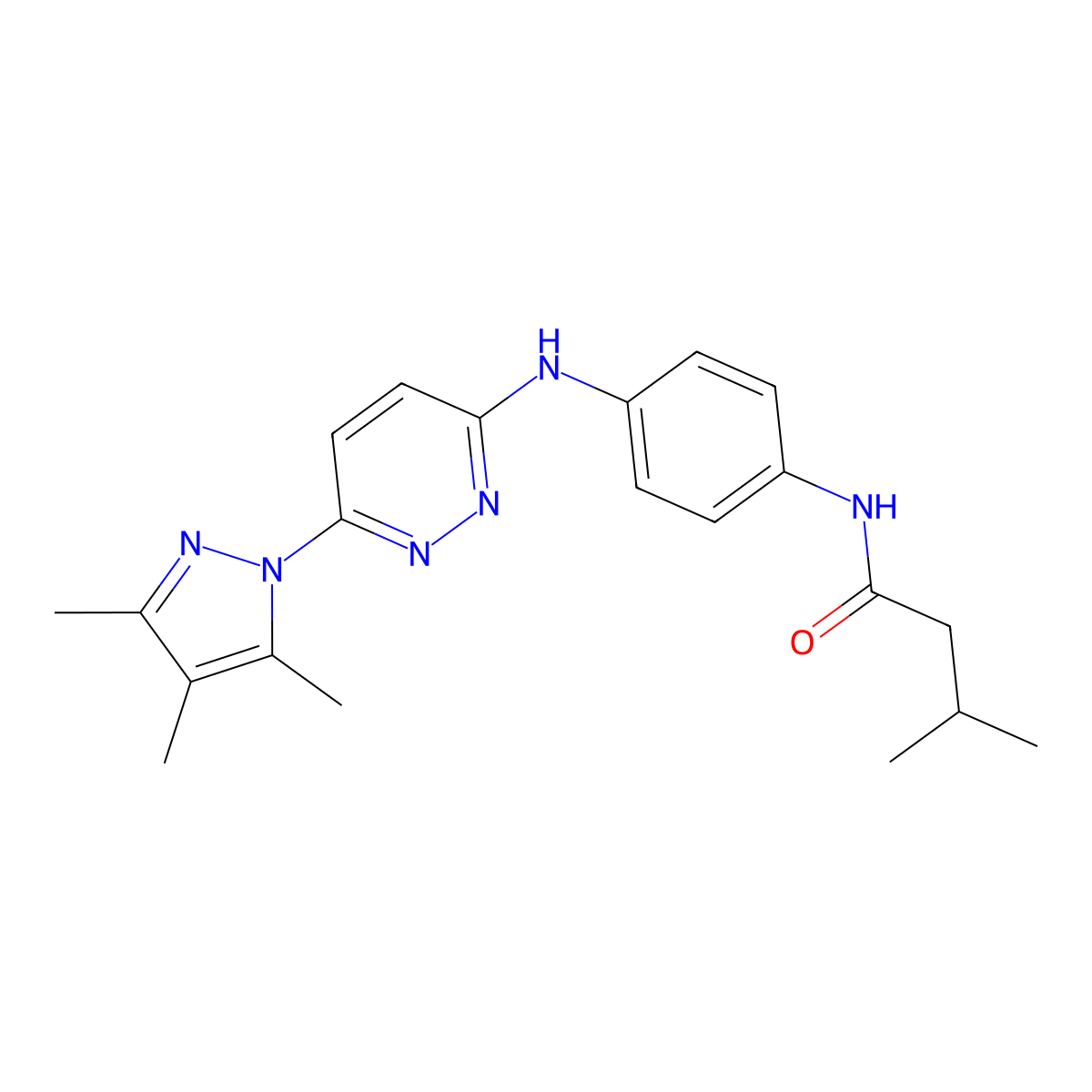 3-methyl-N-(4-{[6-(3,4,5-trimethyl-1H-pyrazol-1-yl)pyridazin-3-yl]amino}phenyl)butanamide molecular structure, CAS 1019106-38-7