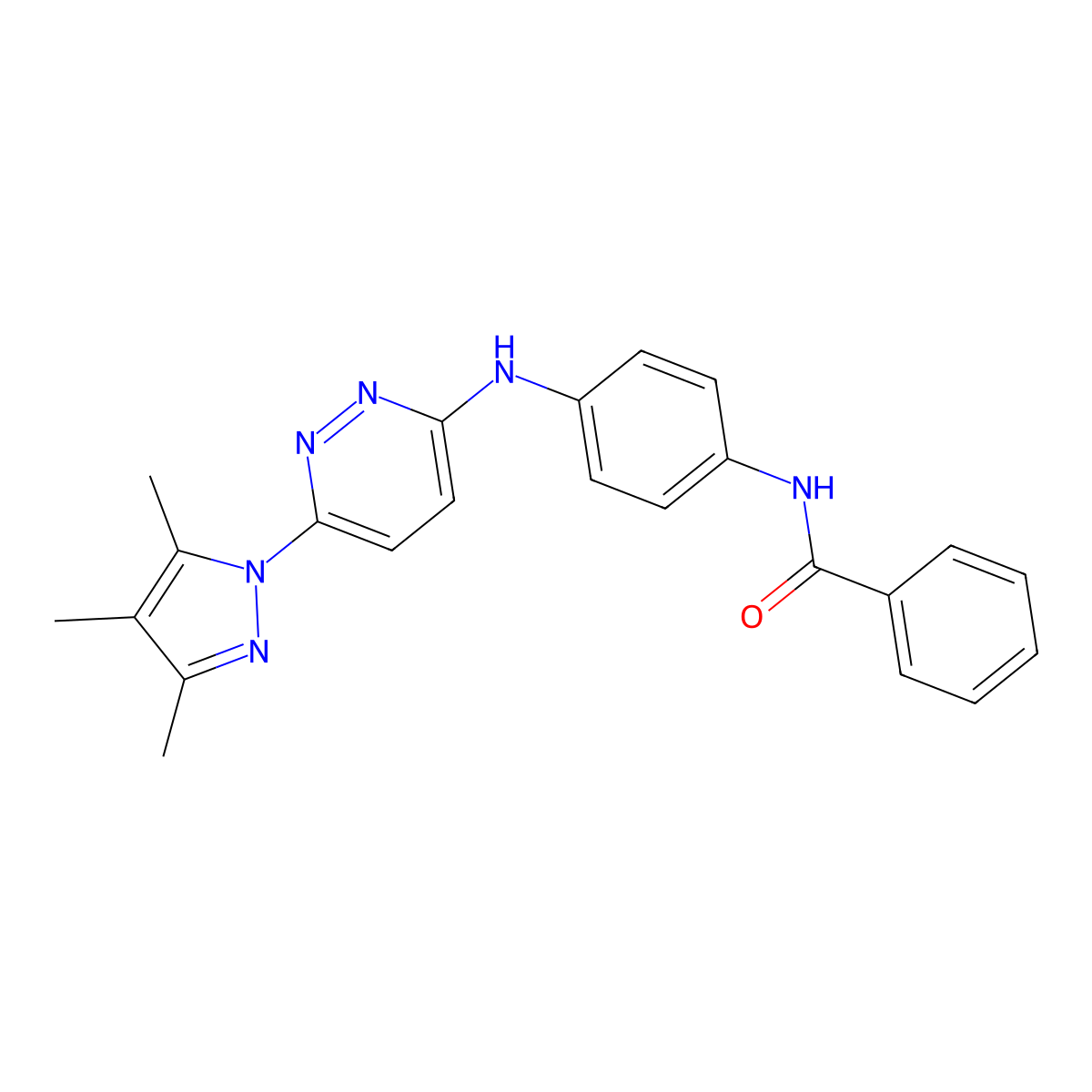 N-(4-((6-(3,4,5-trimethyl-1H-pyrazol-1-yl)pyridazin-3-yl)amino)phenyl)benzamide molecular structure, CAS 1019106-42-3