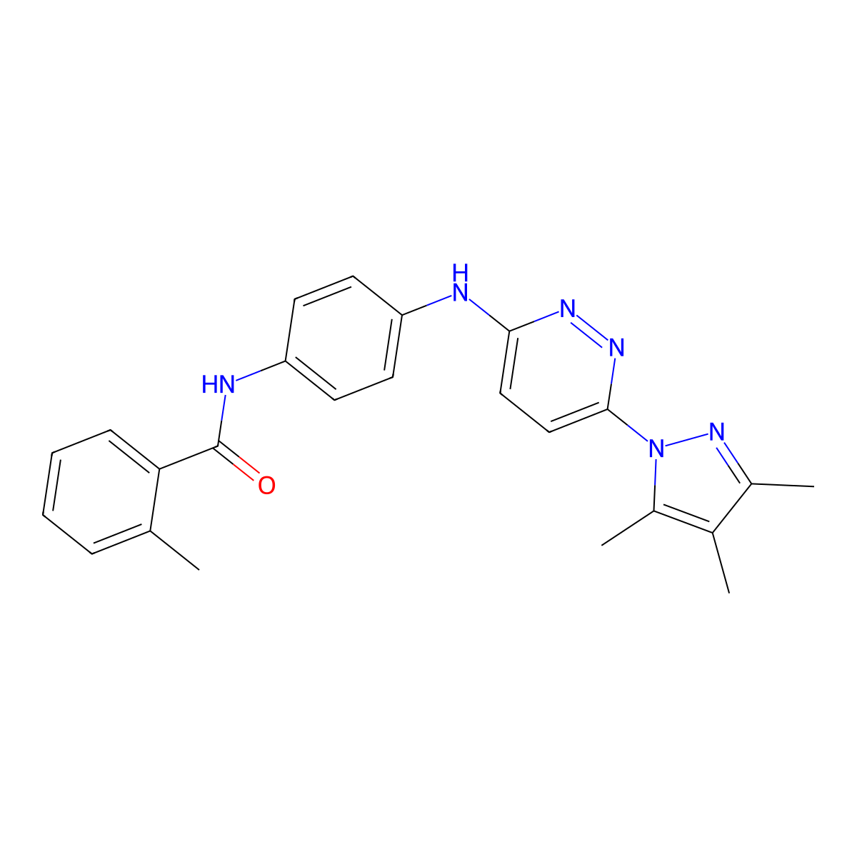 2-methyl-N-(4-{[6-(3,4,5-trimethyl-1H-pyrazol-1-yl)pyridazin-3-yl]amino}phenyl)benzamide molecular structure, CAS 1019106-43-4