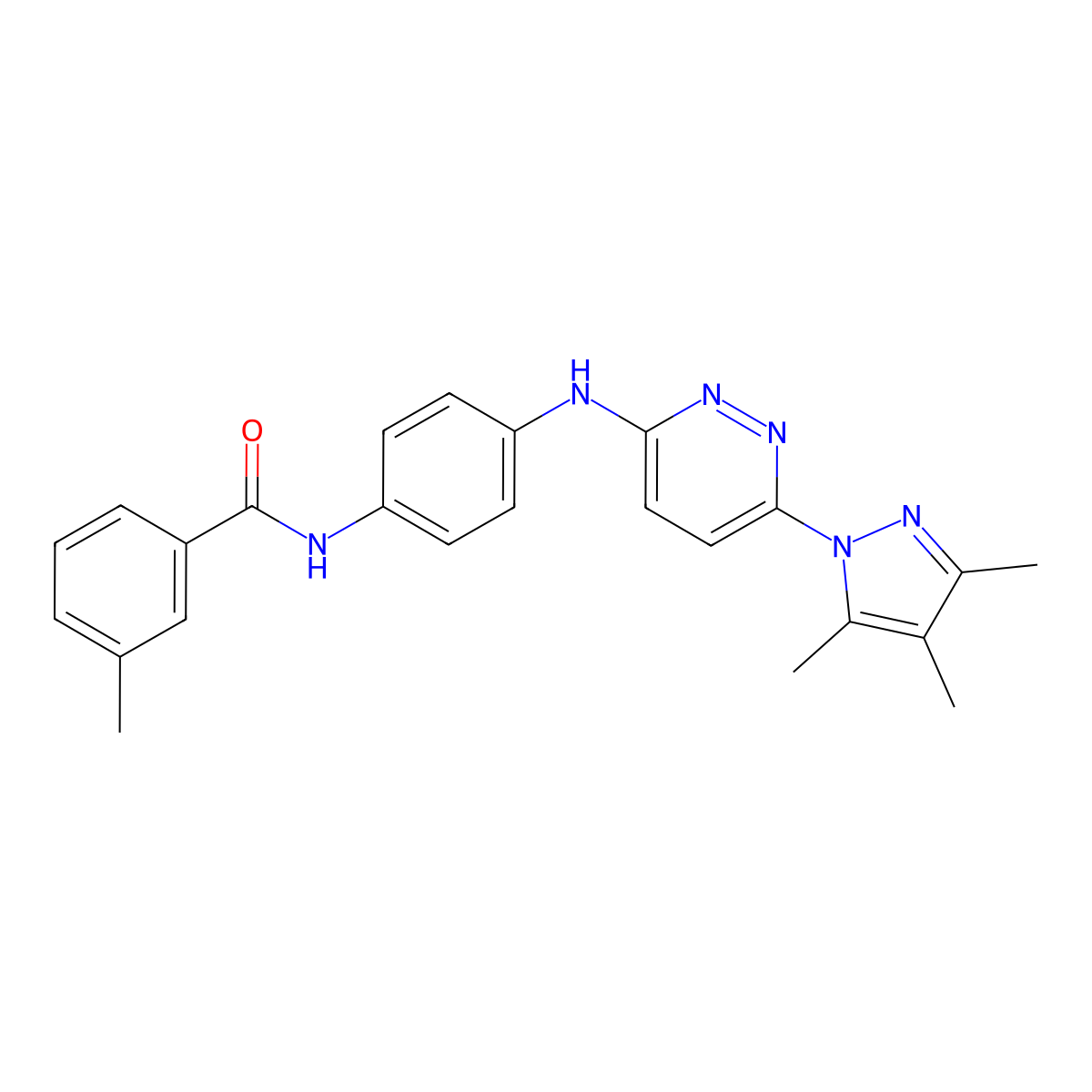 3-methyl-N-(4-{[6-(3,4,5-trimethyl-1H-pyrazol-1-yl)pyridazin-3-yl]amino}phenyl)benzamide molecular structure, CAS 1019106-44-5