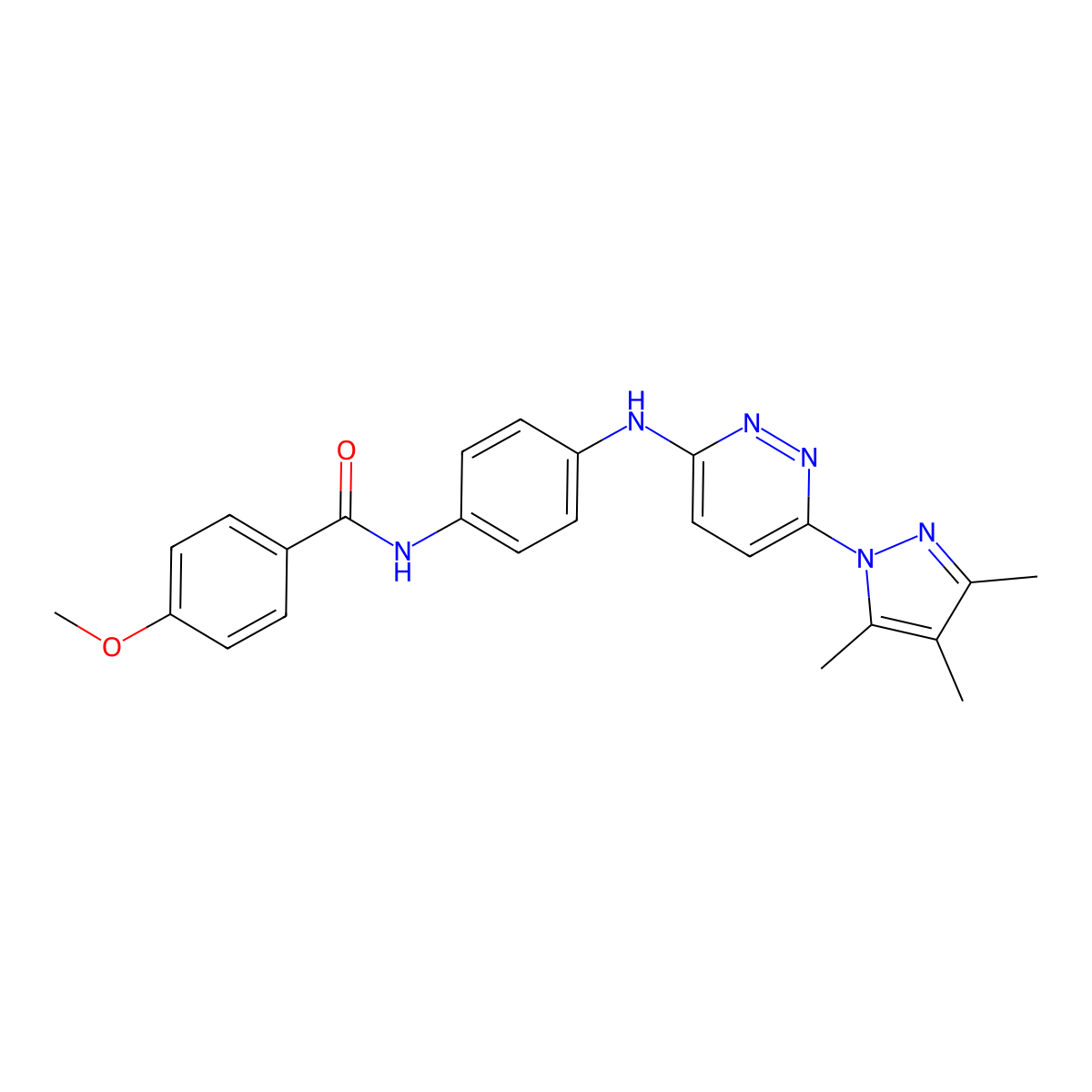 4-methoxy-N-(4-{[6-(3,4,5-trimethyl-1H-pyrazol-1-yl)pyridazin-3-yl]amino}phenyl)benzamide molecular structure, CAS 1019106-48-9