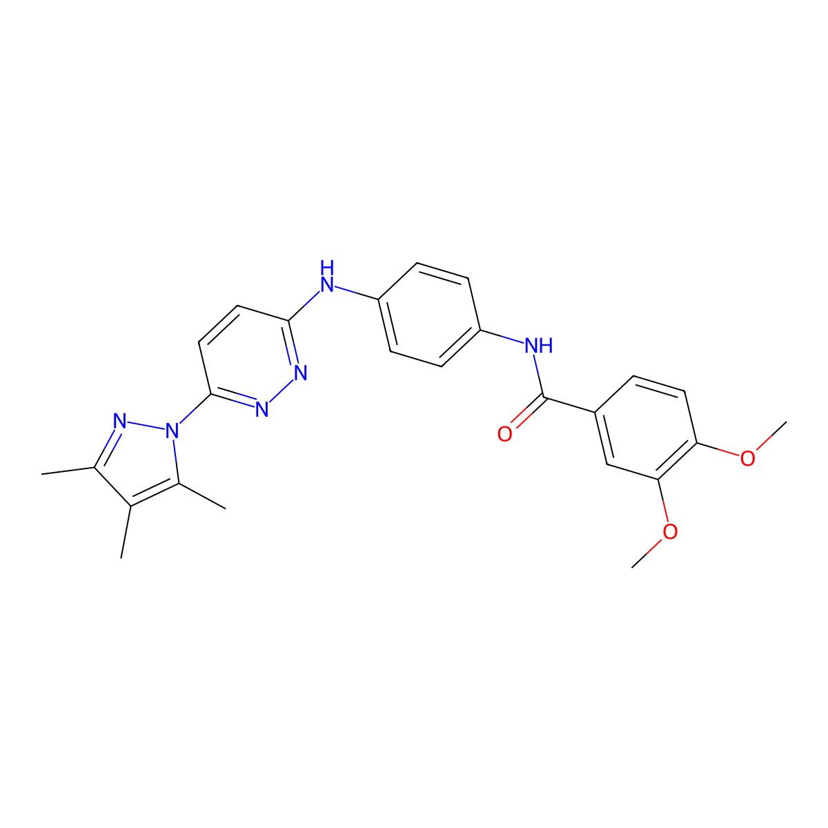 3,4-dimethoxy-N-(4-{[6-(3,4,5-trimethyl-1H-pyrazol-1-yl)pyridazin-3-yl]amino}phenyl)benzamide molecular structure, CAS 1019106-52-5