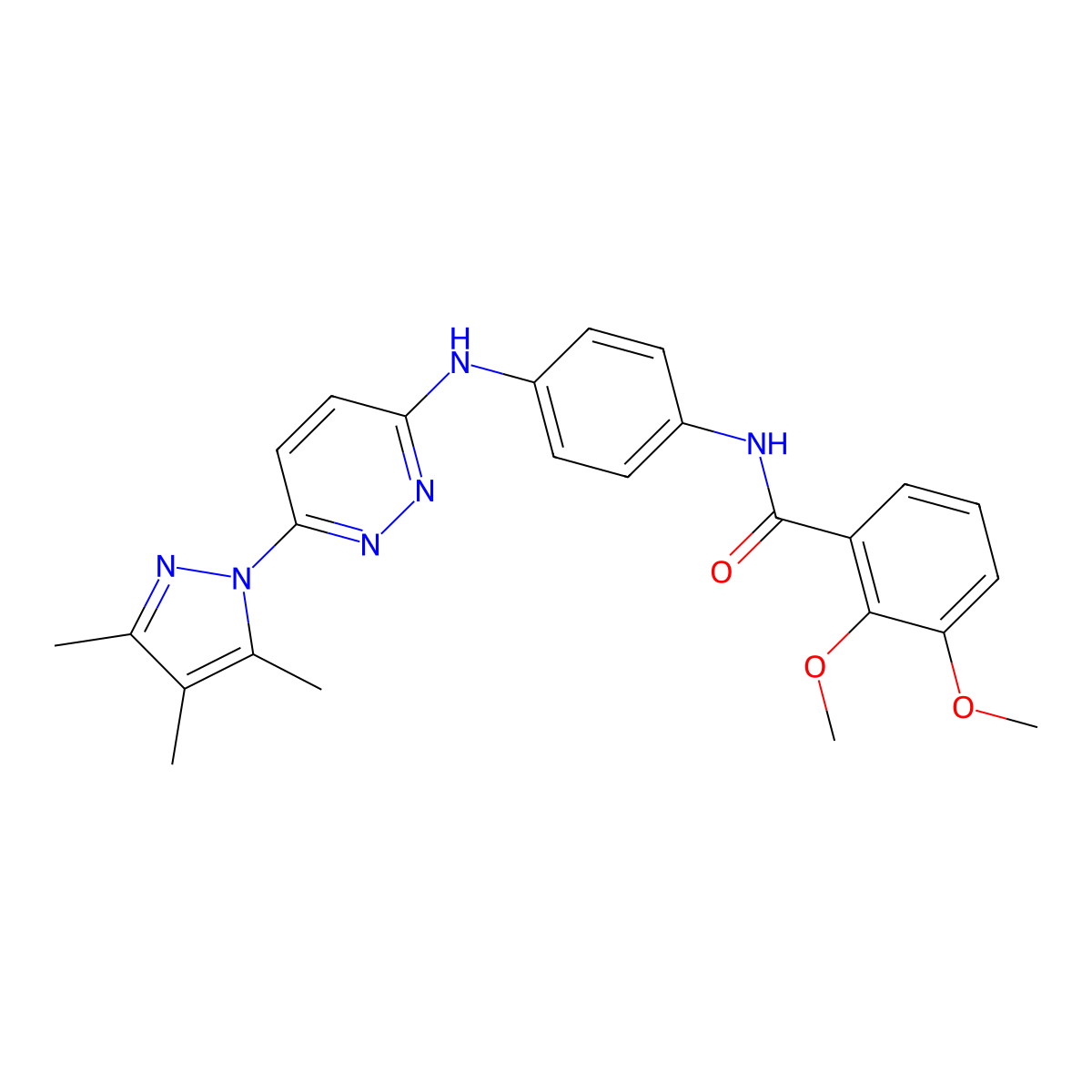2,3-dimethoxy-N-(4-{[6-(3,4,5-trimethyl-1H-pyrazol-1-yl)pyridazin-3-yl]amino}phenyl)benzamide molecular structure, CAS 1019106-53-6