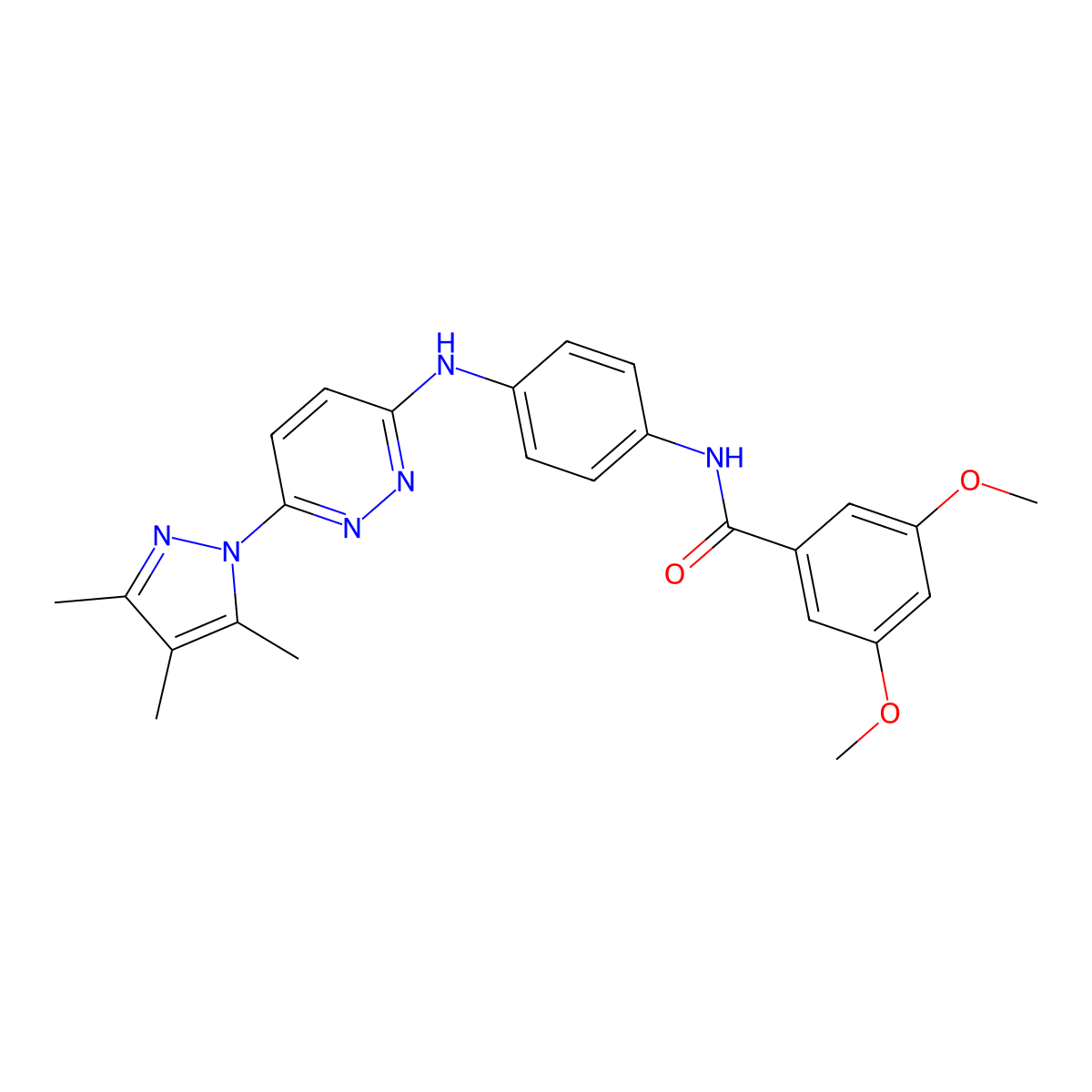 3,5-dimethoxy-N-(4-{[6-(3,4,5-trimethyl-1H-pyrazol-1-yl)pyridazin-3-yl]amino}phenyl)benzamide molecular structure, CAS 1019106-55-8