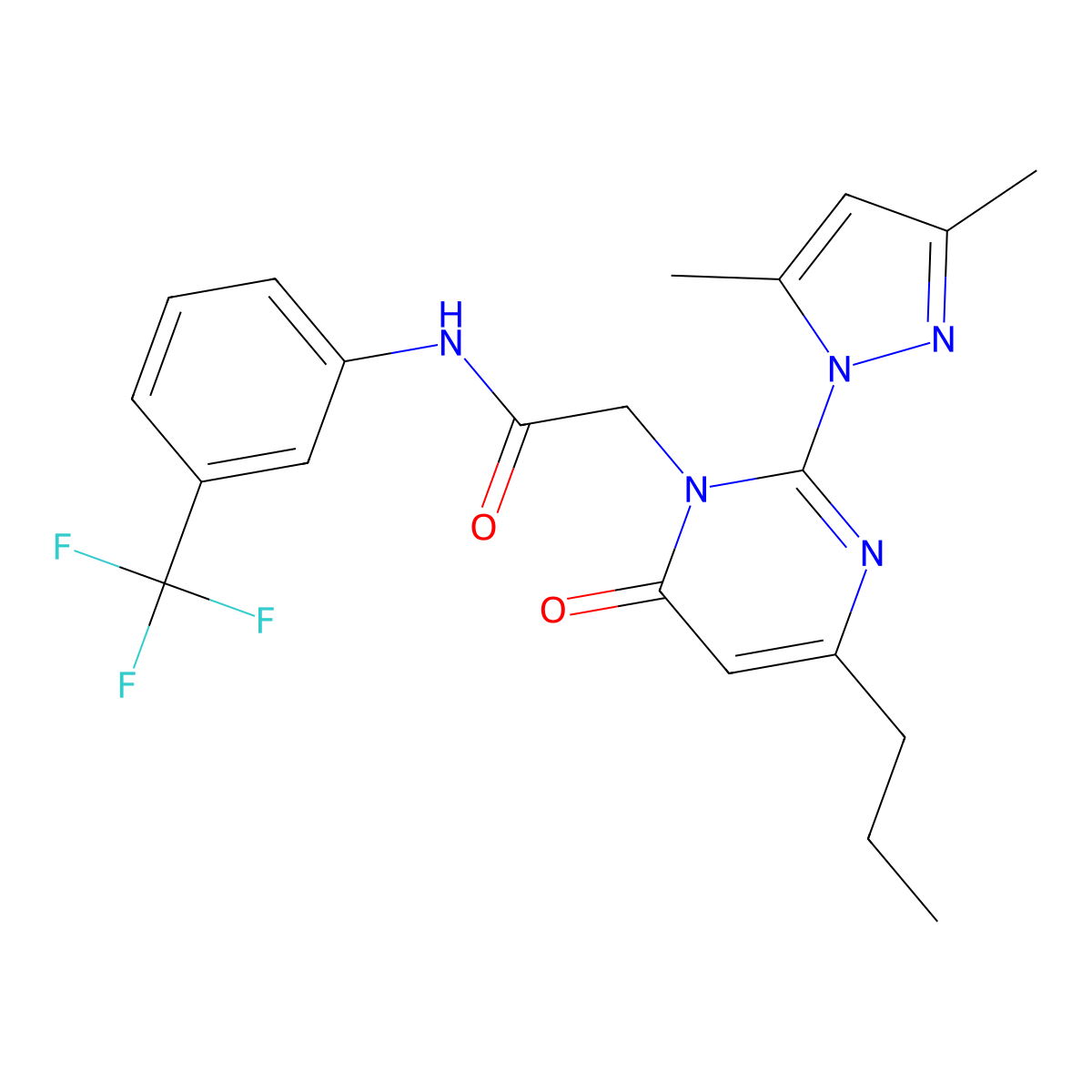 2-(2-(3,5-dimethyl-1H-pyrazol-1-yl)-6-oxo-4-propylpyrimidin-1(6H)-yl)-N-(3-(trifluoromethyl)phenyl)acetamide molecular structure, CAS 1019106-56-9