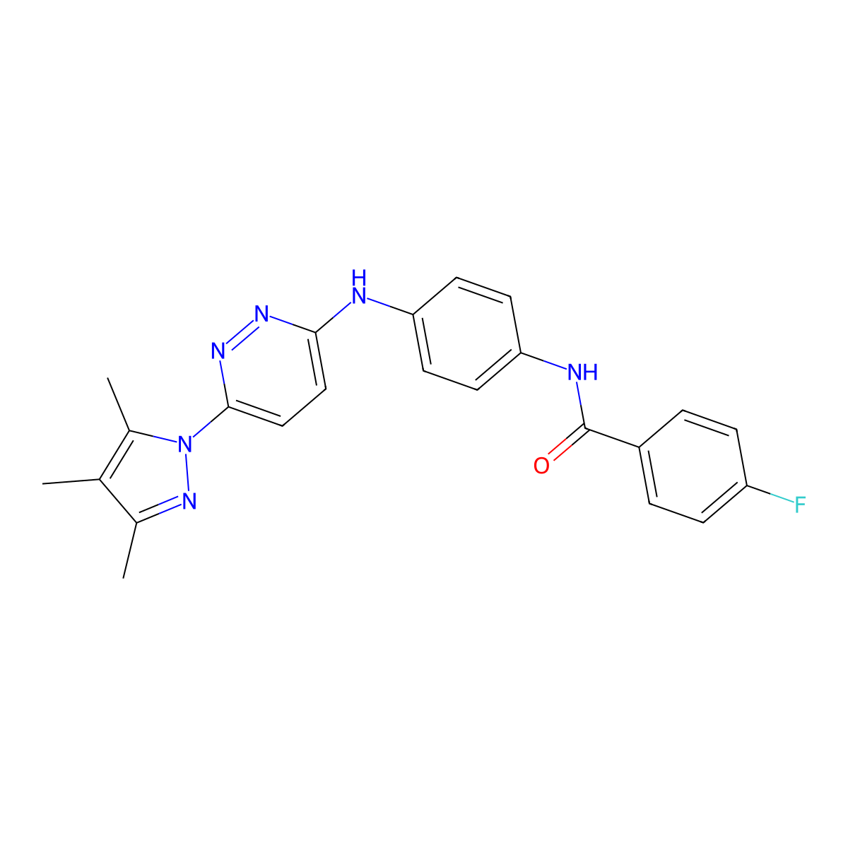 4-fluoro-N-(4-{[6-(3,4,5-trimethyl-1H-pyrazol-1-yl)pyridazin-3-yl]amino}phenyl)benzamide molecular structure, CAS 1019106-61-6