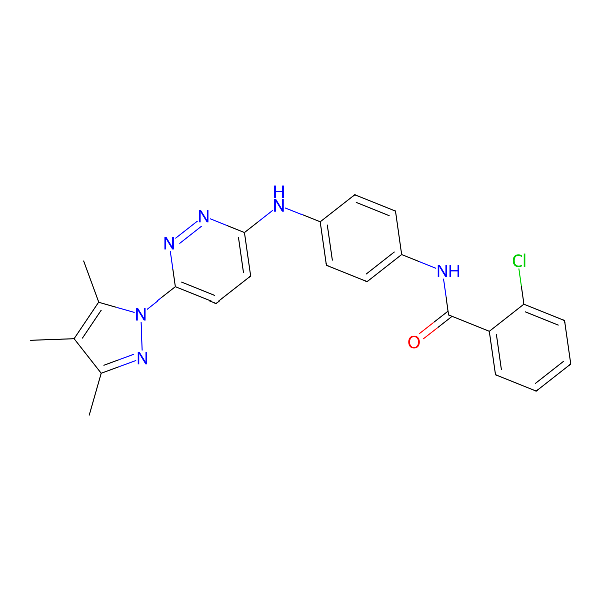 2-chloro-N-(4-{[6-(3,4,5-trimethyl-1H-pyrazol-1-yl)pyridazin-3-yl]amino}phenyl)benzamide molecular structure, CAS 1019106-63-8
