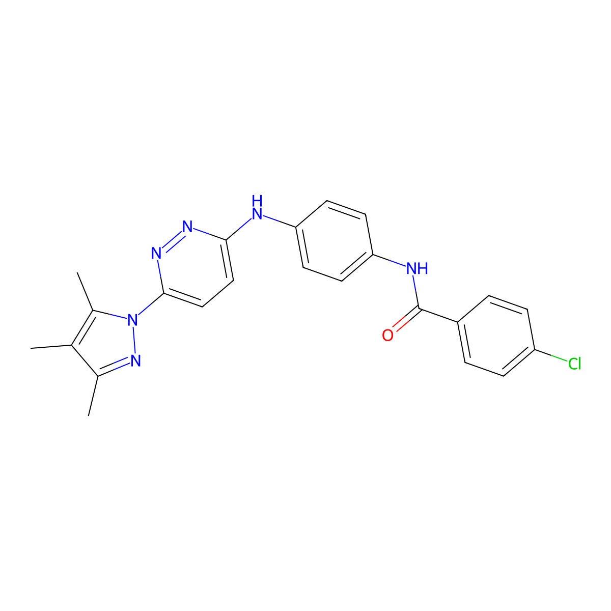 4-chloro-N-(4-{[6-(3,4,5-trimethyl-1H-pyrazol-1-yl)pyridazin-3-yl]amino}phenyl)benzamide molecular structure, CAS 1019106-66-1
