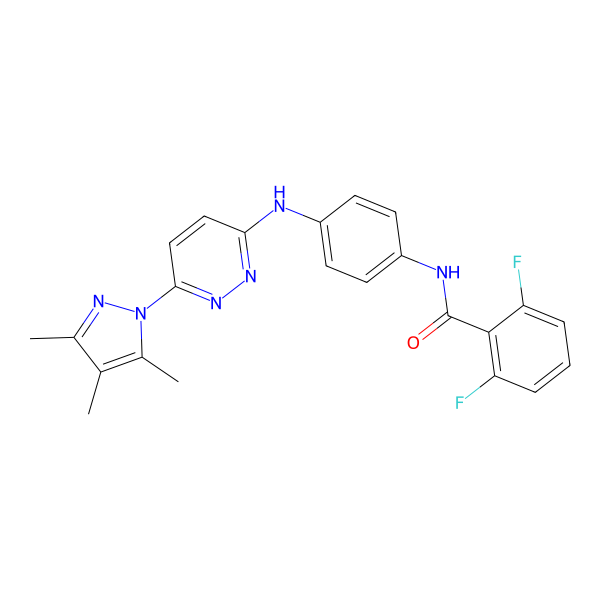 2,6-difluoro-N-(4-{[6-(3,4,5-trimethyl-1H-pyrazol-1-yl)pyridazin-3-yl]amino}phenyl)benzamide molecular structure, CAS 1019106-67-2