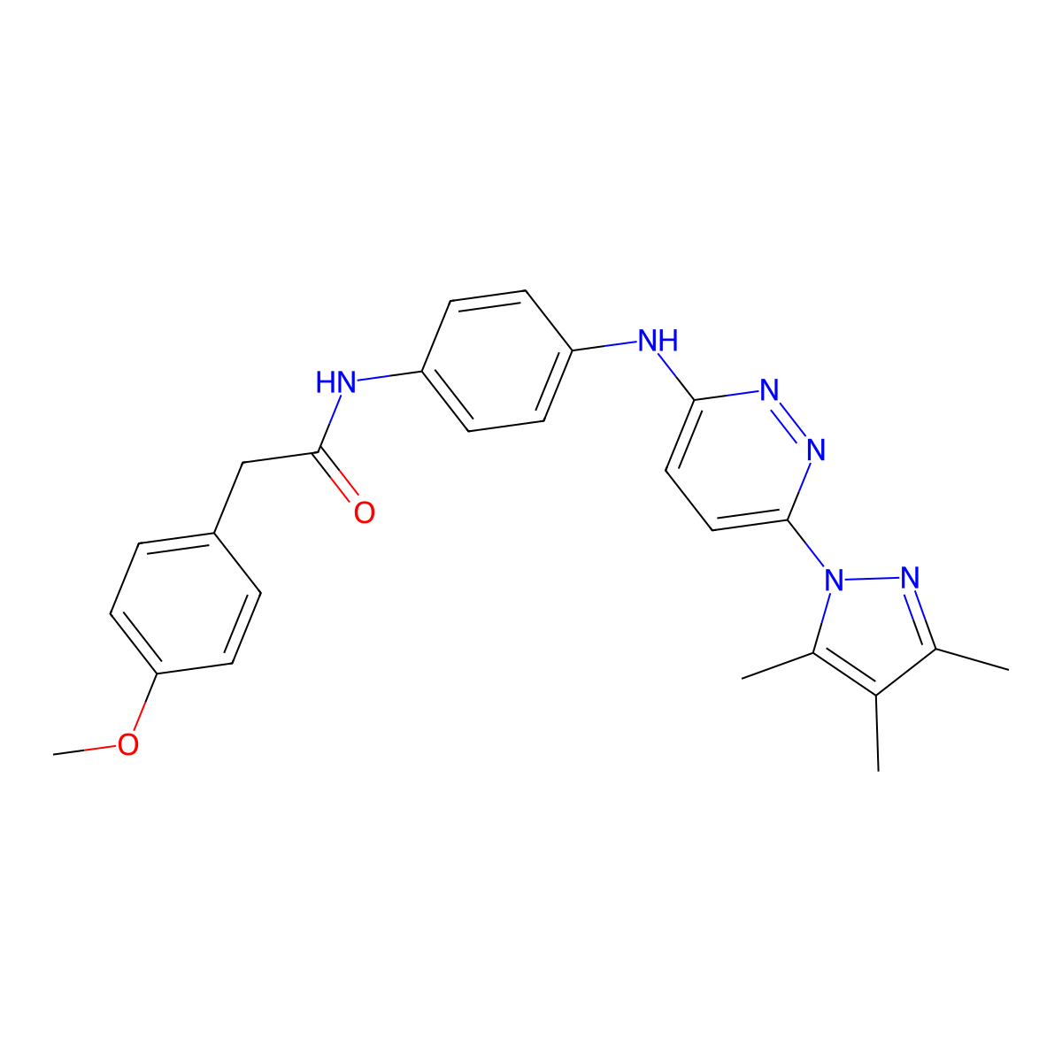 2-(4-methoxyphenyl)-N-(4-{[6-(3,4,5-trimethyl-1H-pyrazol-1-yl)pyridazin-3-yl]amino}phenyl)acetamide molecular structure, CAS 1019106-70-7