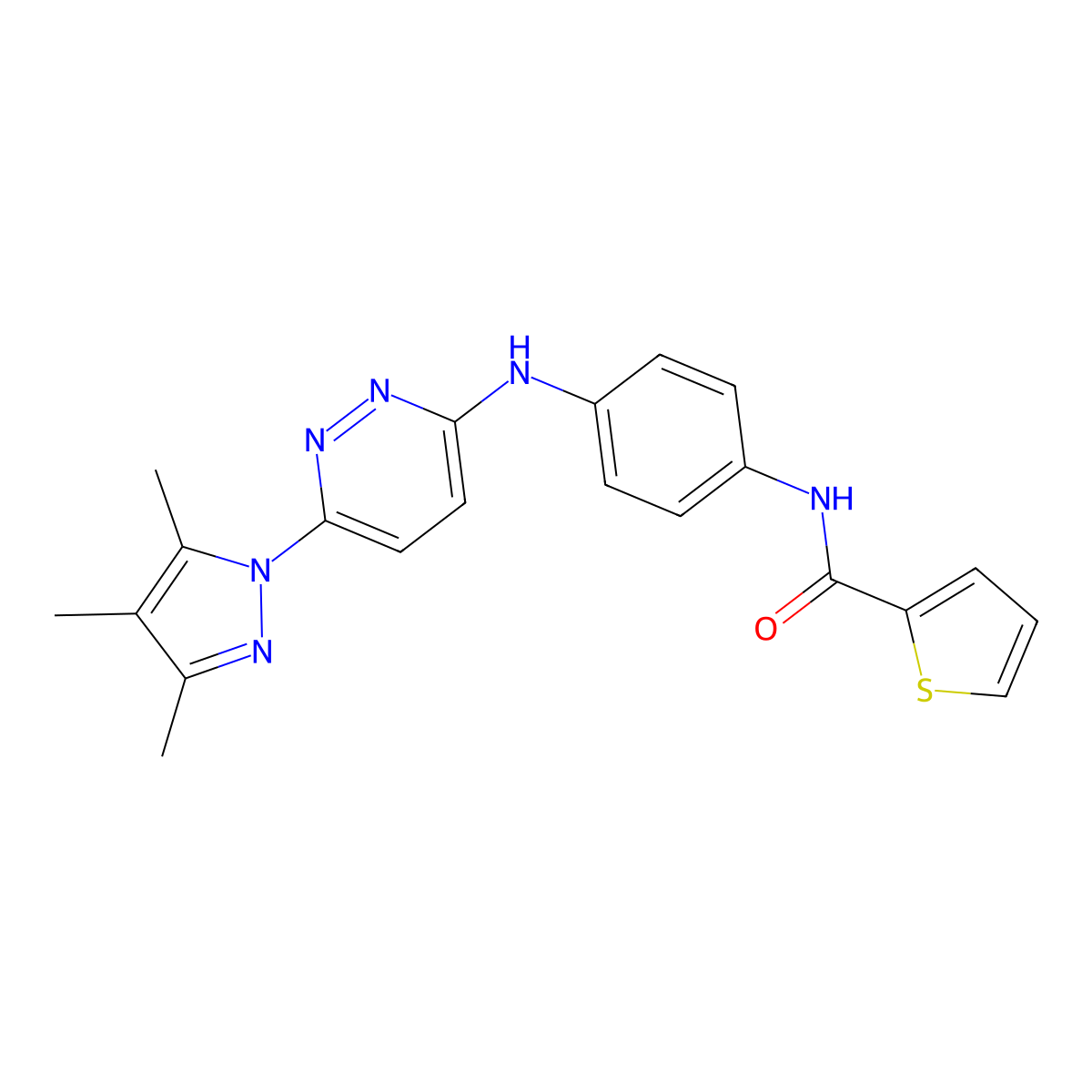 N-(4-{[6-(3,4,5-trimethyl-1H-pyrazol-1-yl)pyridazin-3-yl]amino}phenyl)thiophene-2-carboxamide molecular structure, CAS 1019106-72-9