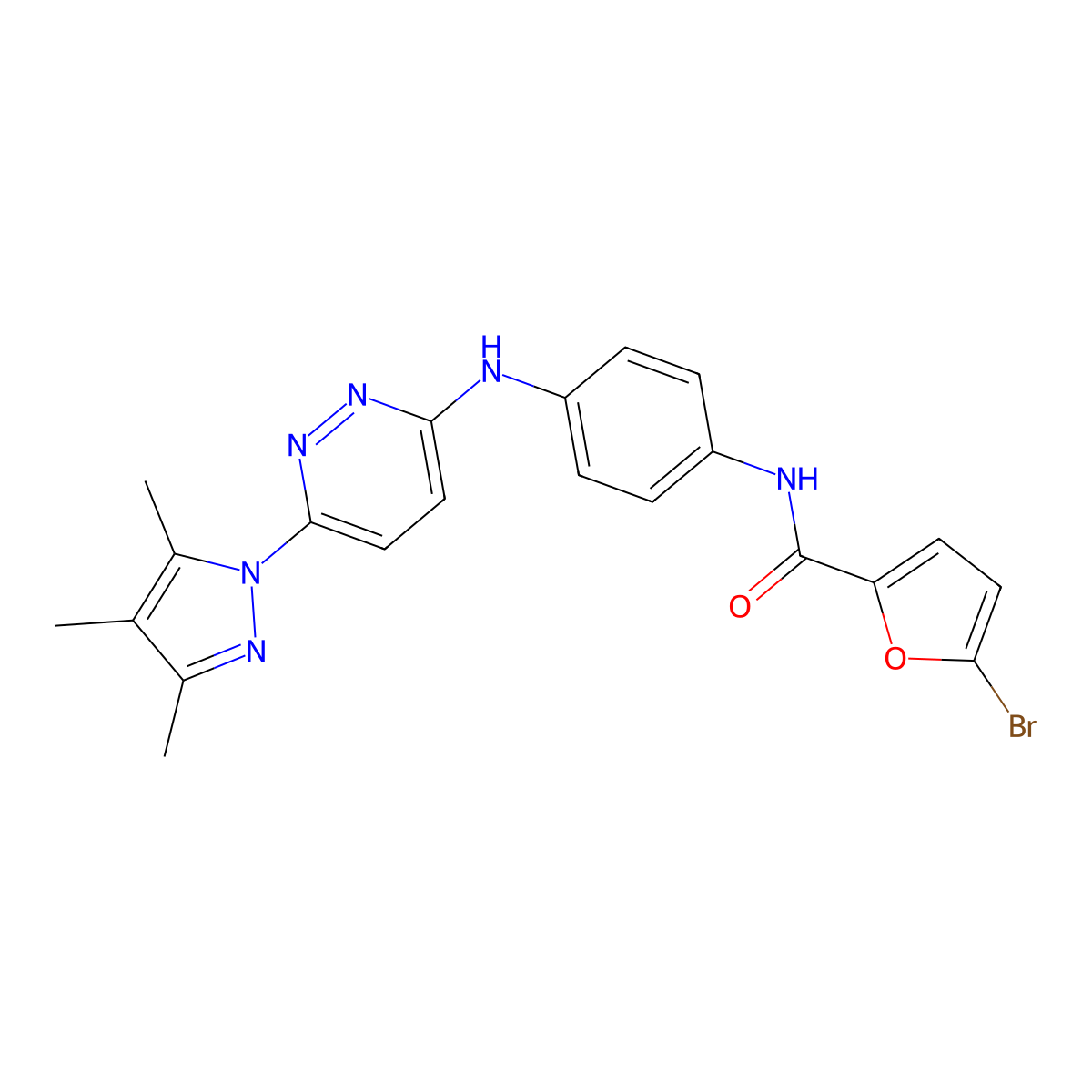 5-bromo-N-(4-{[6-(3,4,5-trimethyl-1H-pyrazol-1-yl)pyridazin-3-yl]amino}phenyl)furan-2-carboxamide molecular structure, CAS 1019106-76-3