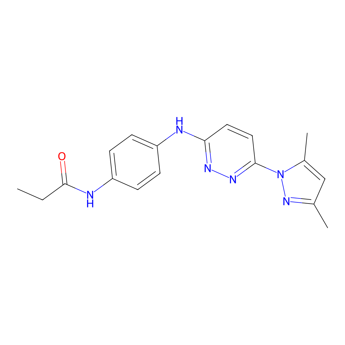 N-(4-{[6-(3,5-dimethyl-1H-pyrazol-1-yl)pyridazin-3-yl]amino}phenyl)propanamide molecular structure, CAS 1019106-80-9