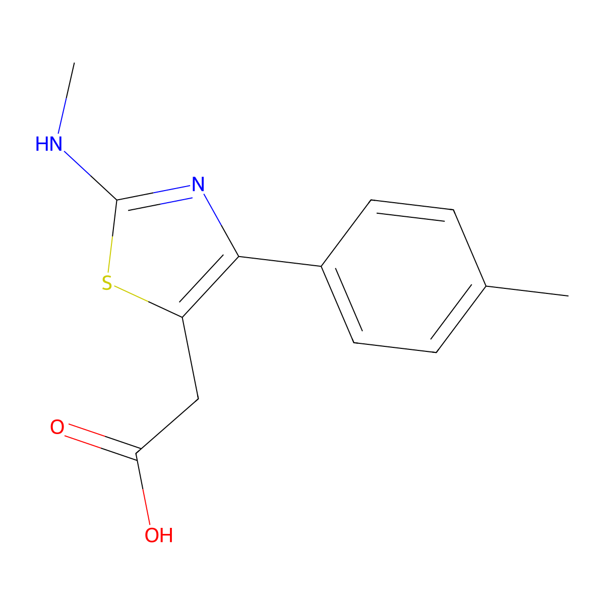[2-(Methylamino)-4-(4-methylphenyl)-1,3-thiazol-5-yl]acetic acid molecular structure, CAS 1019107-98-2